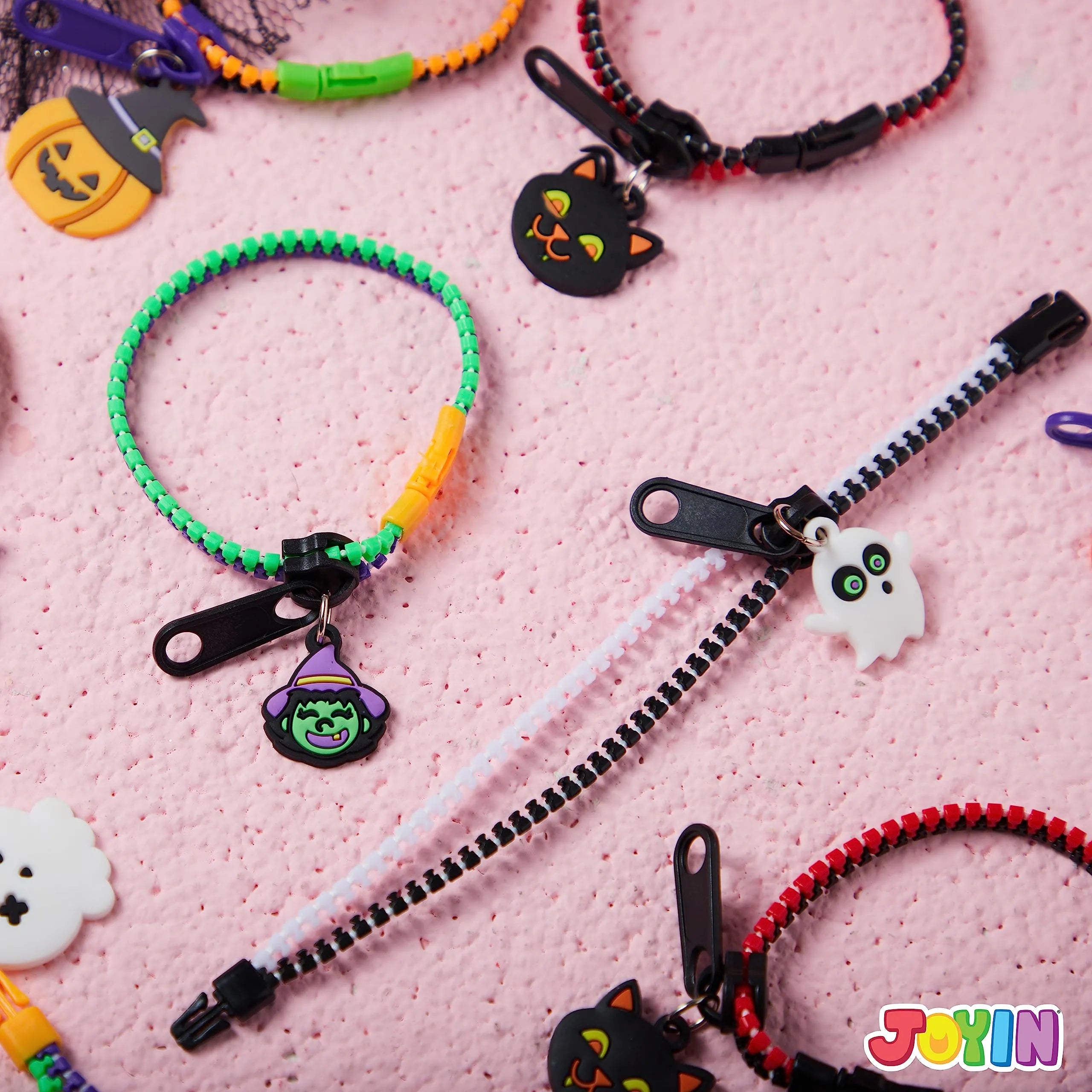60 PCS Halloween Zipper Bracelets Bulk Set, Zipper Wristbands Party Favors for Kids - Image 6
