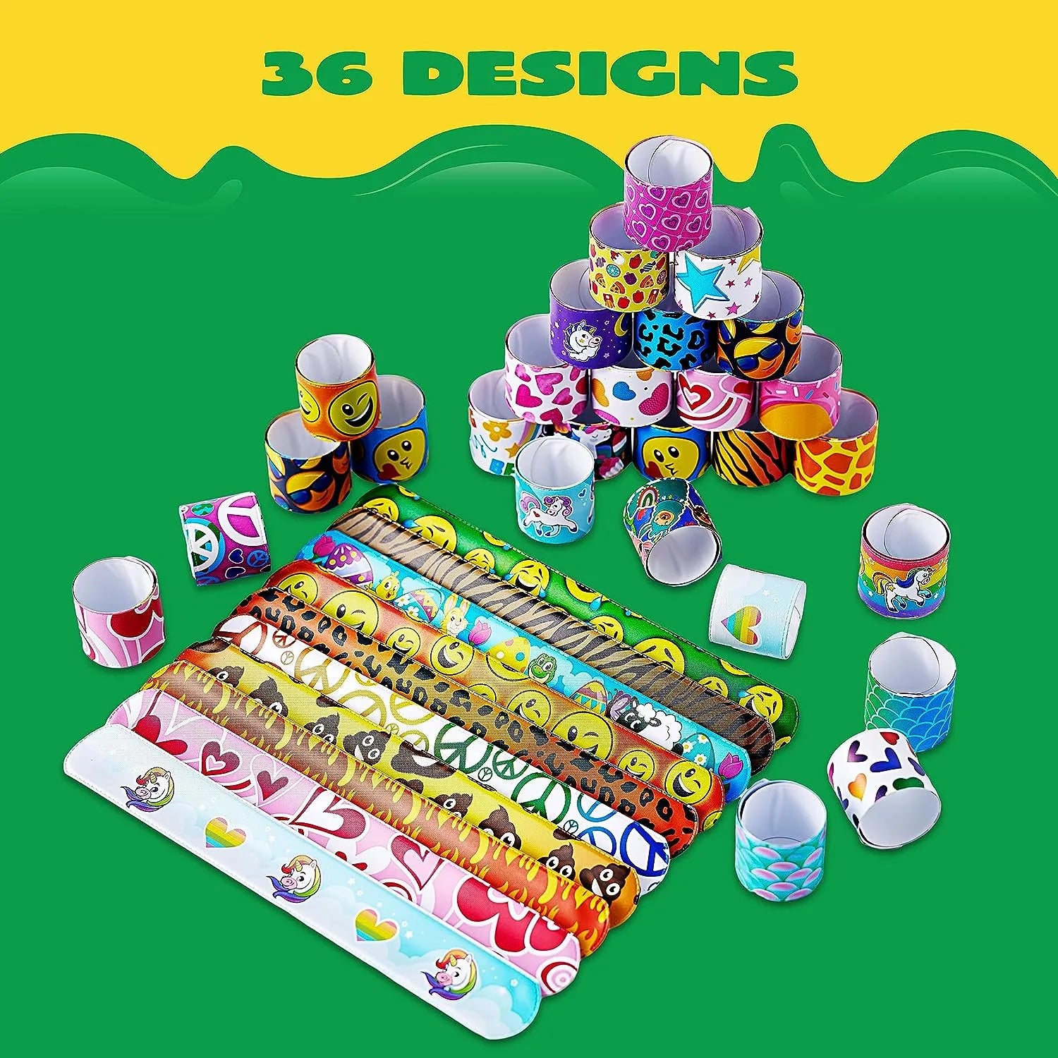 60Pcs Slap Bracelets, 36 Designs - Image 3
