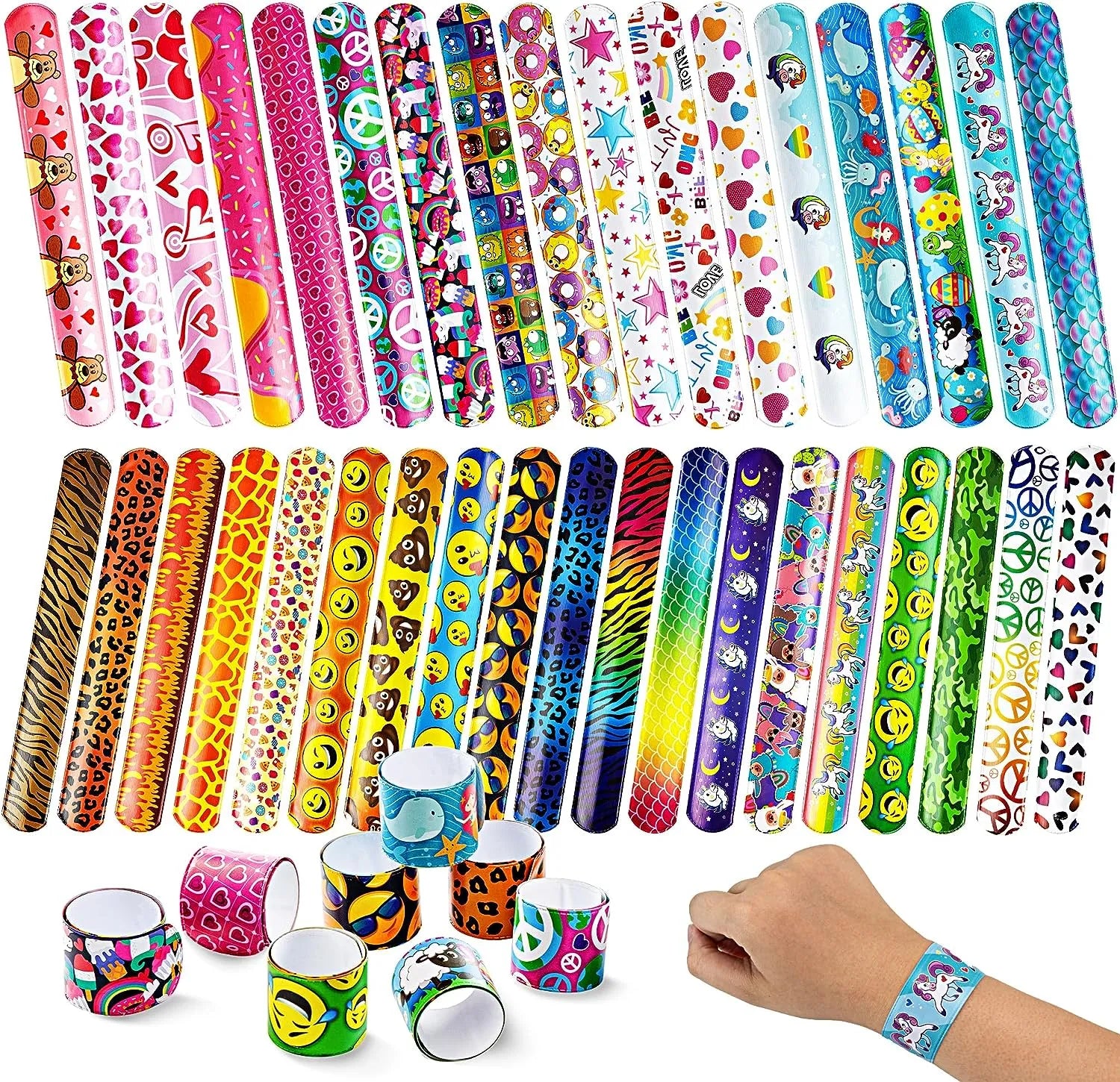 60Pcs Slap Bracelets, 36 Designs - Image 8