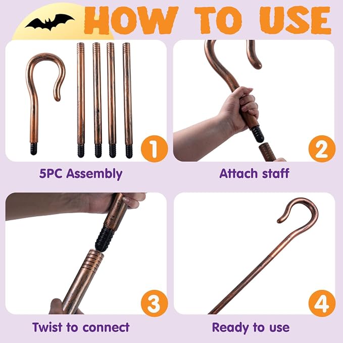 JOYIN Shepherds Crook Staff - Halloween Costume Walking Cane - Image 3