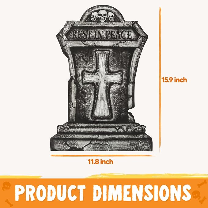JOYIN 9 PCS Halloween Tombstones - 16 Graveyard Yard Decoration - Image 5