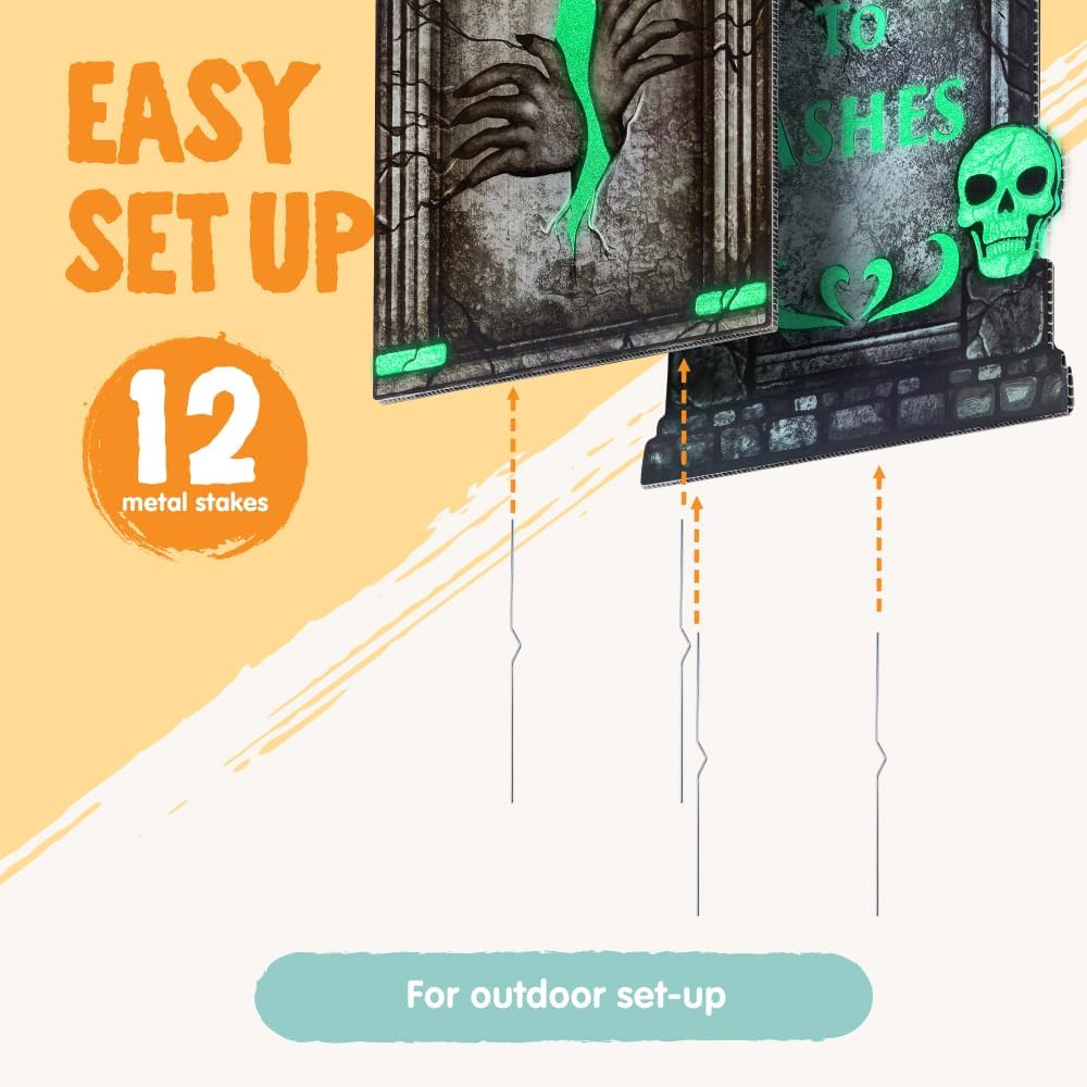 16in Halloween Graveyard Tombstones Fluorescent, 6 Pcs - Image 7