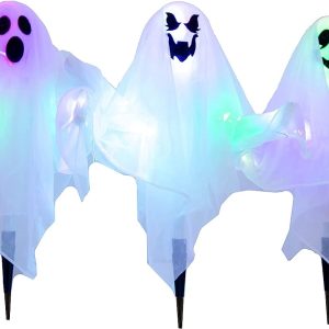 3 Pcs Halloween Light-up Ghost Yard Stake Decorations