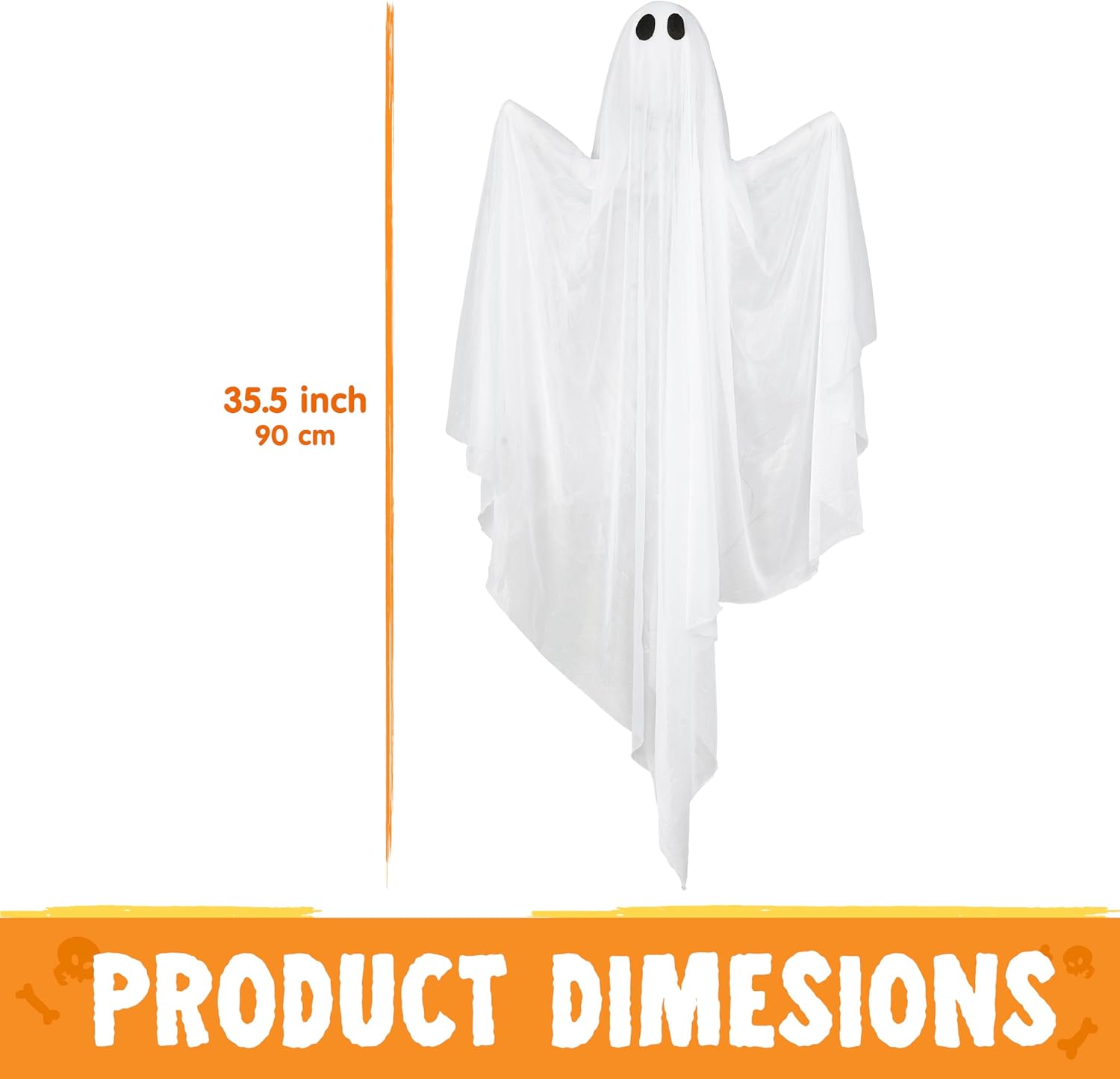 35.5” Halloween Hanging Light up Ghost with Purple LED Light - Image 4