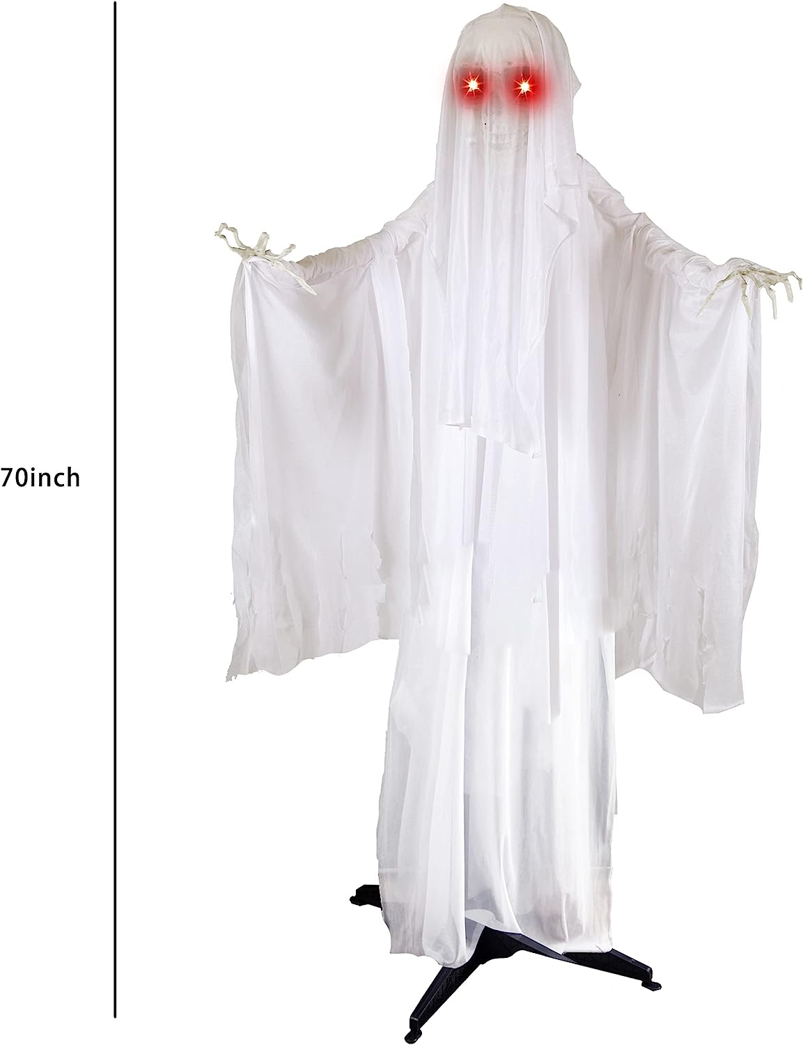 68in Standing Animated Ghost with Skeleton Hands - Image 7