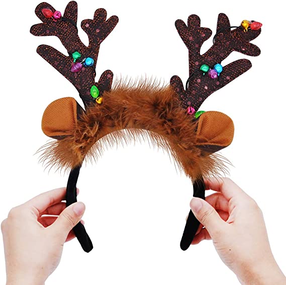 2 Piece Light-Up Reindeer Headbands - Image 4