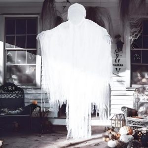 63in Hanging Grim Reaper, Faceless Ghost in White for Halloween Decorations