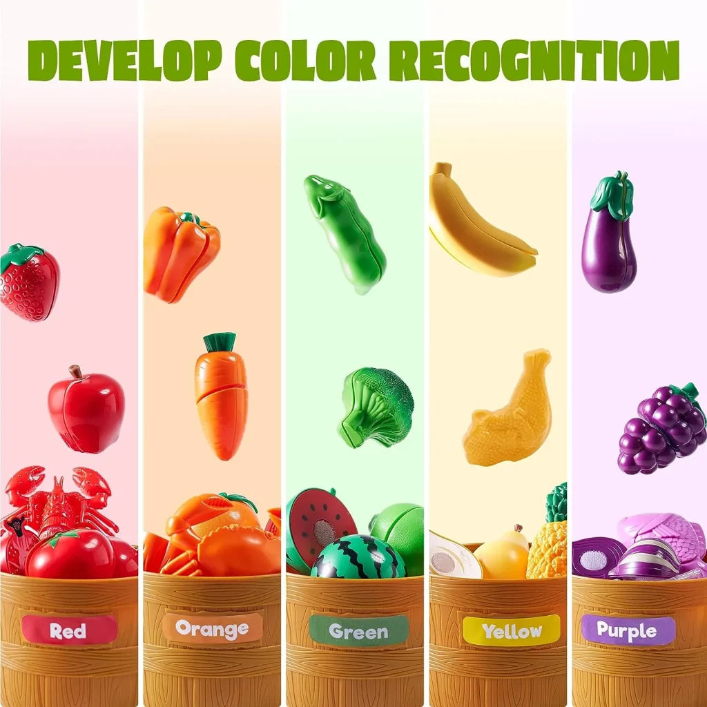 69Pcs Color Sorting Play Food Kitchen Set for Kids - Image 3