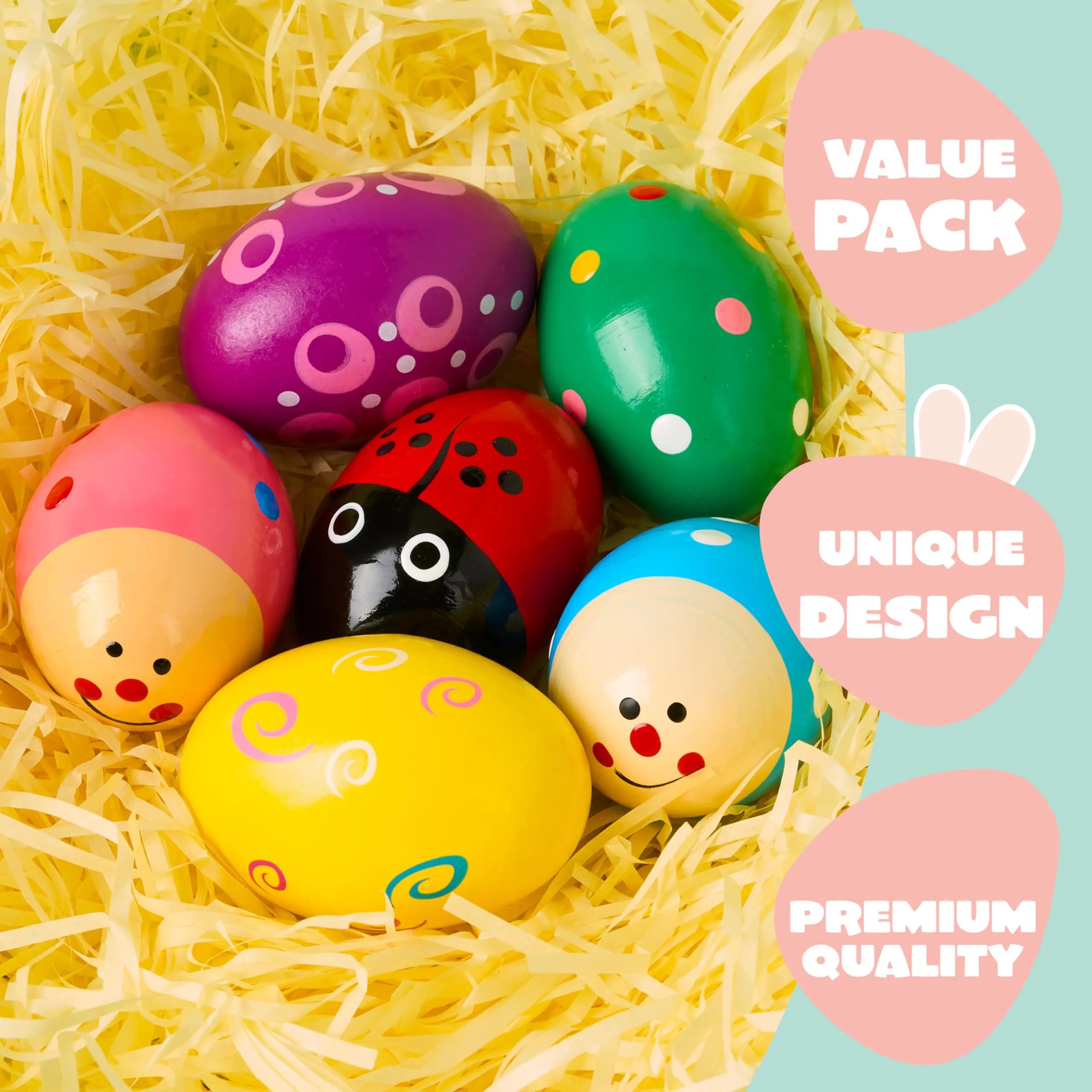 6Packs Easter Wooden Egg Shakers Maracas Percussion Musical - Image 2