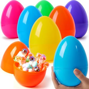 6 Pcs Jumbo 6 Fillable Plastic Easter Eggs - Colorful Assorted Party Favors