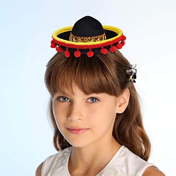 6 Piece Cinco De Mayo Fiesta Fabric And Straw Sombrero Headbands - Image 6