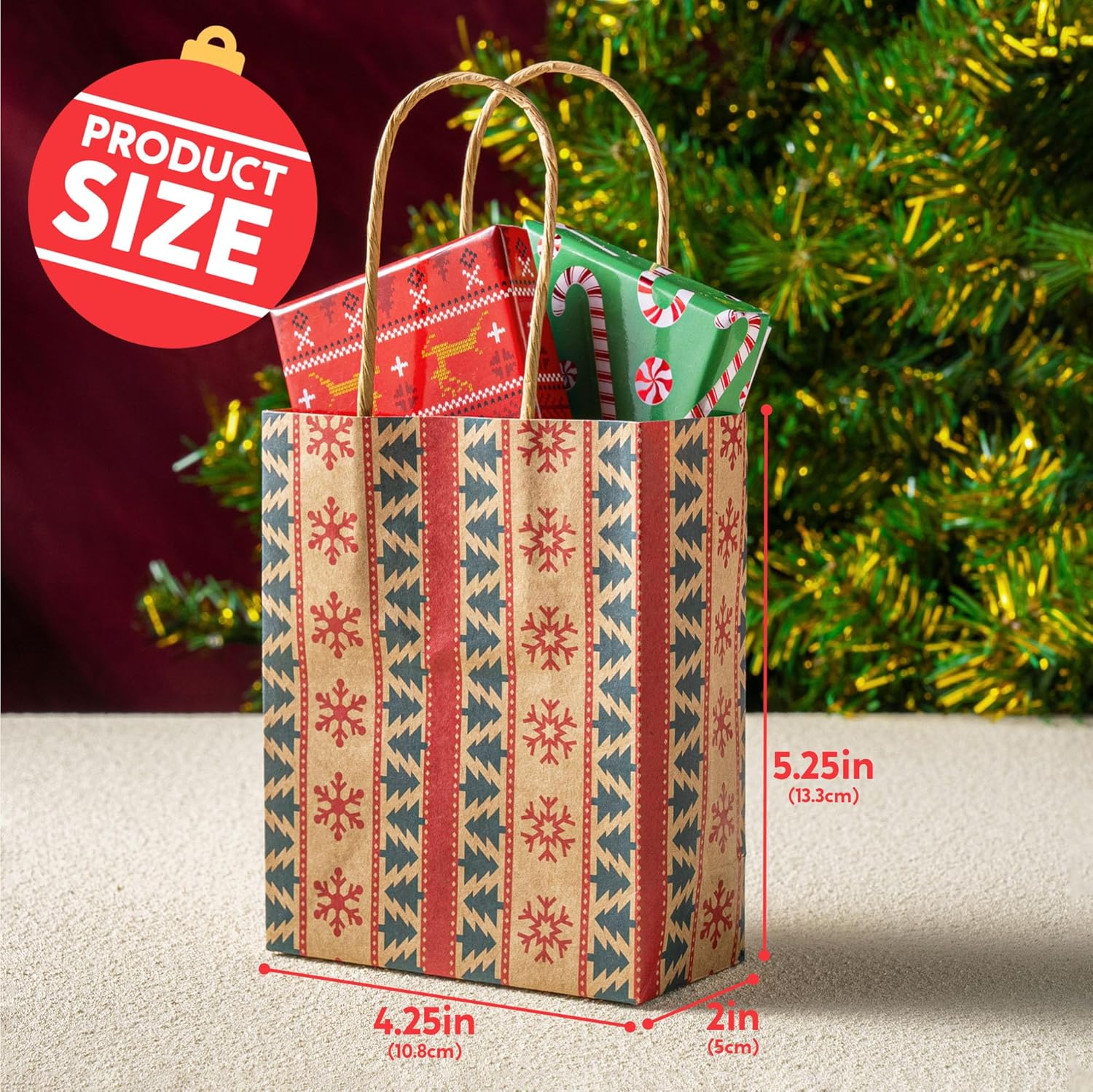 24 PCS Christmas Kraft Gift Bags with Handles - Image 6