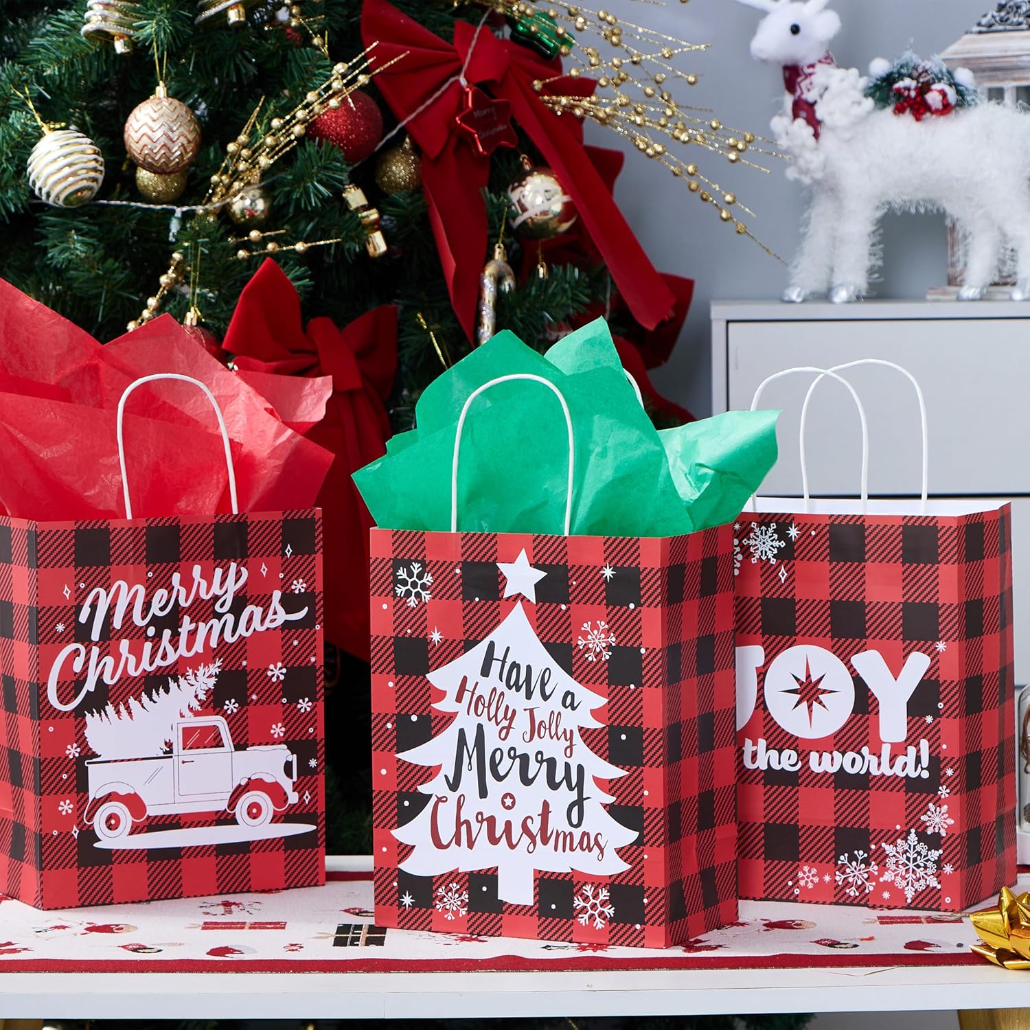 18 PCS Christmas White Kraft Bags with Handles - Image 6