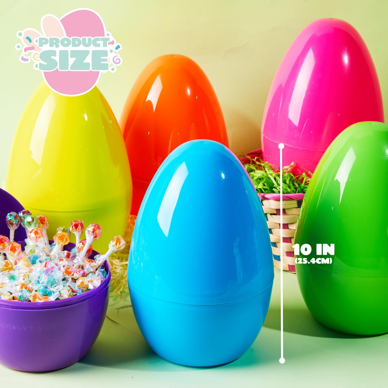 6Pcs 10 Jumbo Plastic Easter Egg Shells Fillable for Easter Egg Hunt - Image 6