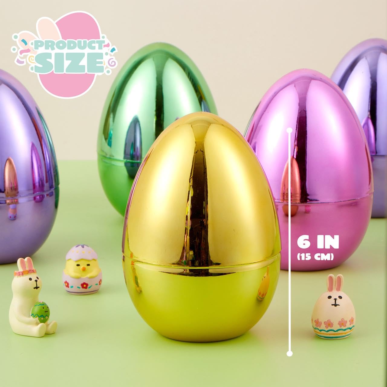 12Pcs Large Metallic Easter Eggs, 6 Inches Colorful Jumbo Eggs Fillable - Image 6