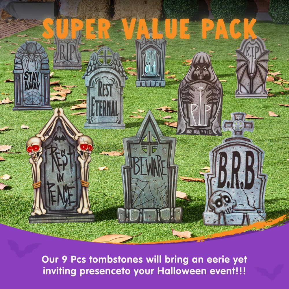 16 9 Pcs Halloween Tombstones Decorations - Image 7