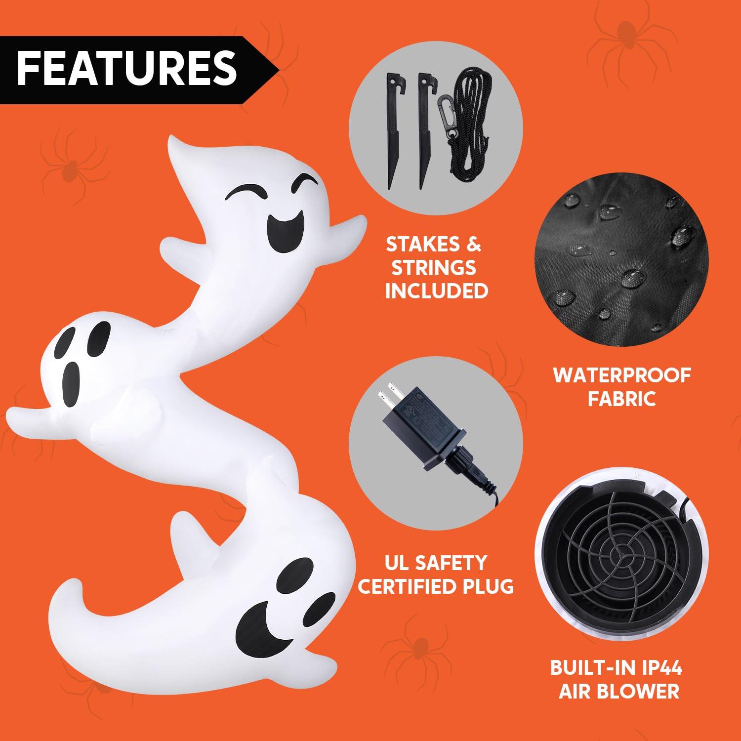 8ft Inflatable Ghosts Hugging Tree - Image 6