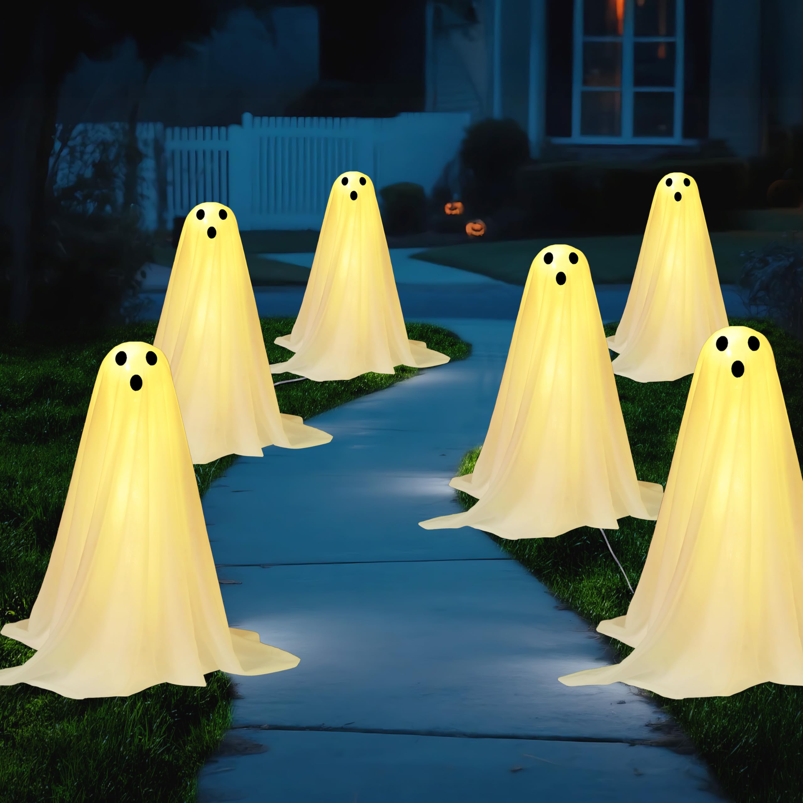 6 Pcs Halloween Decorations Outdoor Ghosts Pathway Lights - Image 6