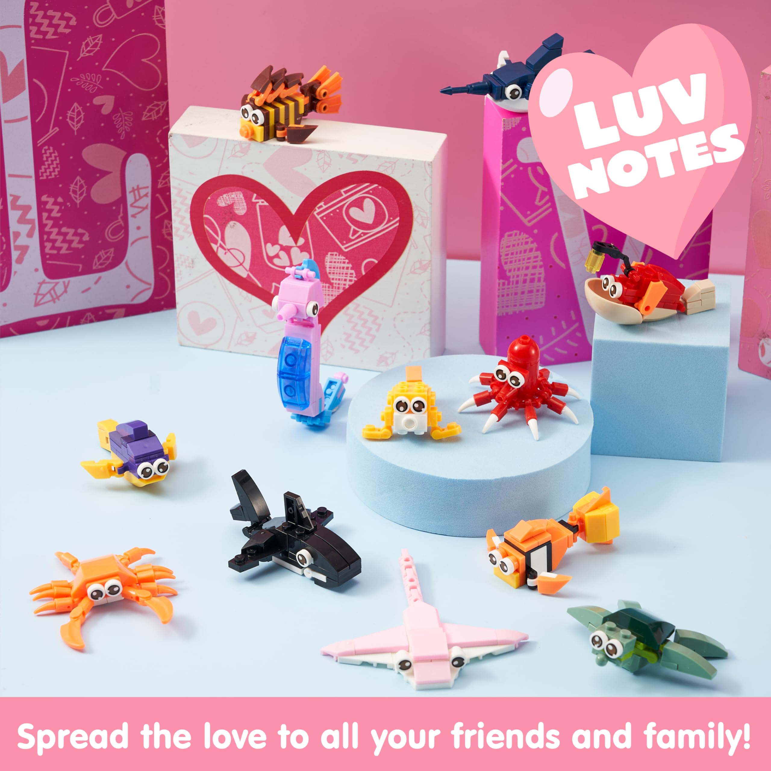 24 Packs Valentines Day Cards with Ocean Animal Building Block for Party Gifts - Image 6