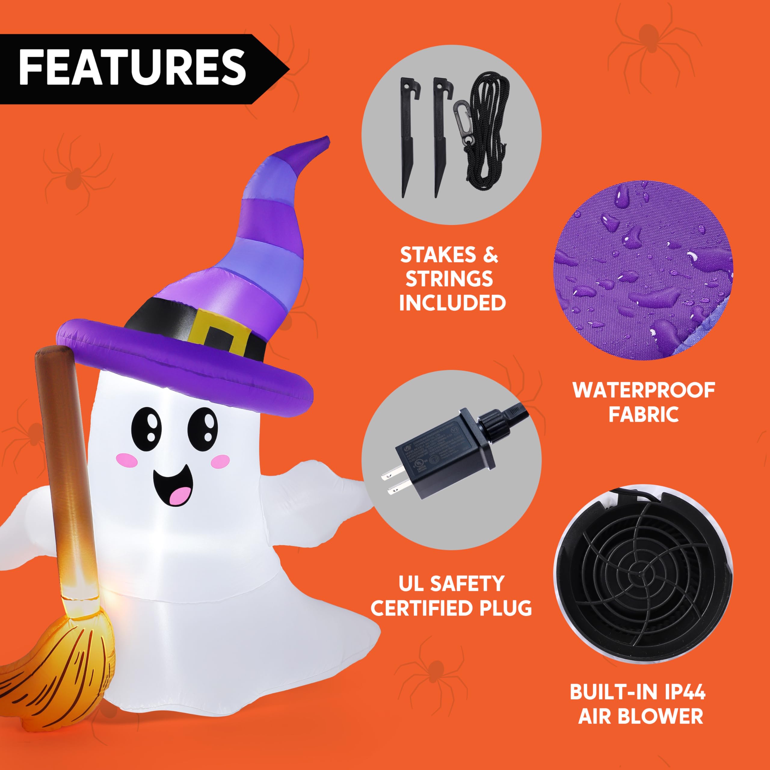 6FT Halloween Inflatables Ghost Outdoor Decorations - Image 6