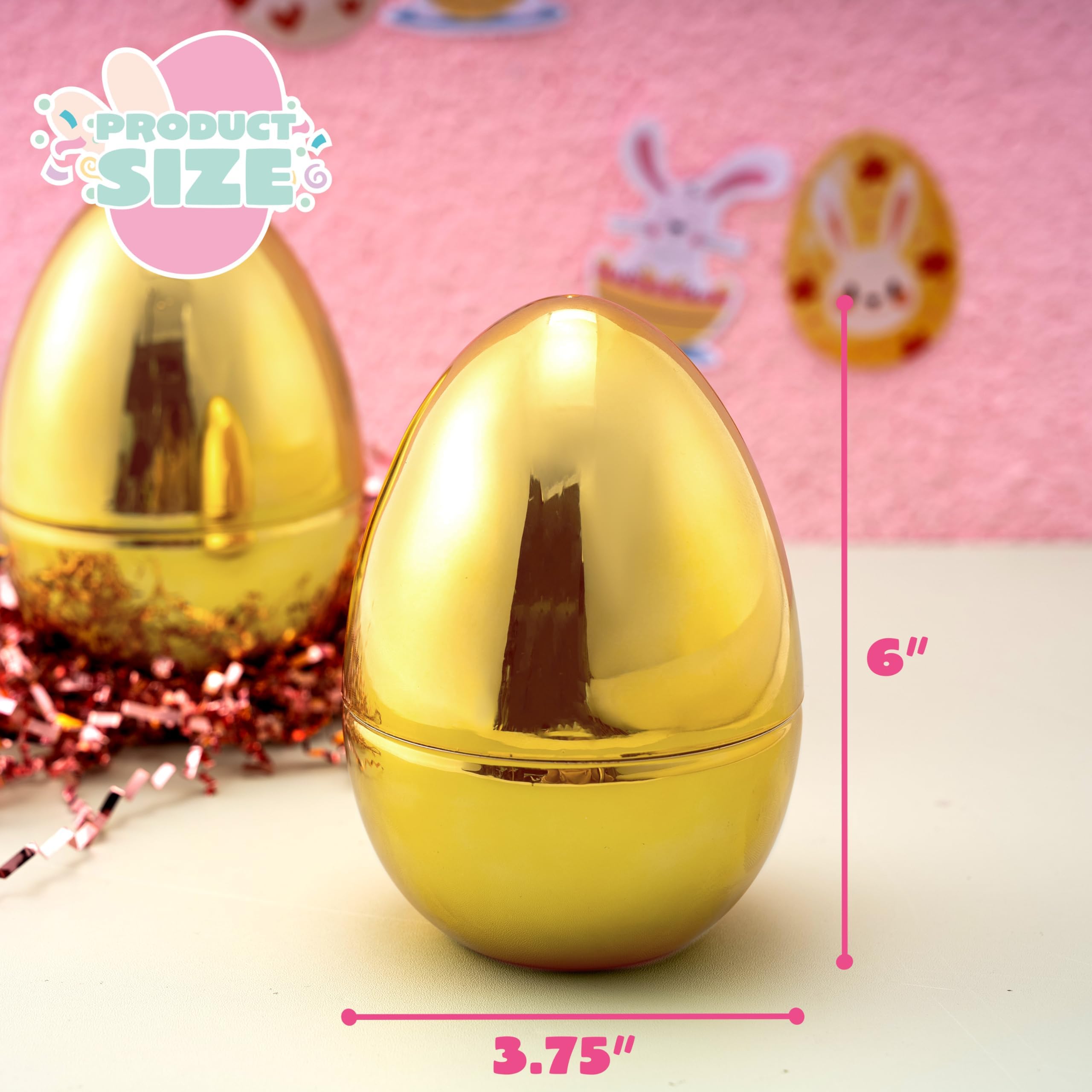12Pcs Large Gold Easter Eggs, 6 Inches Metallic Jumbo Eggs Fillable - Image 6