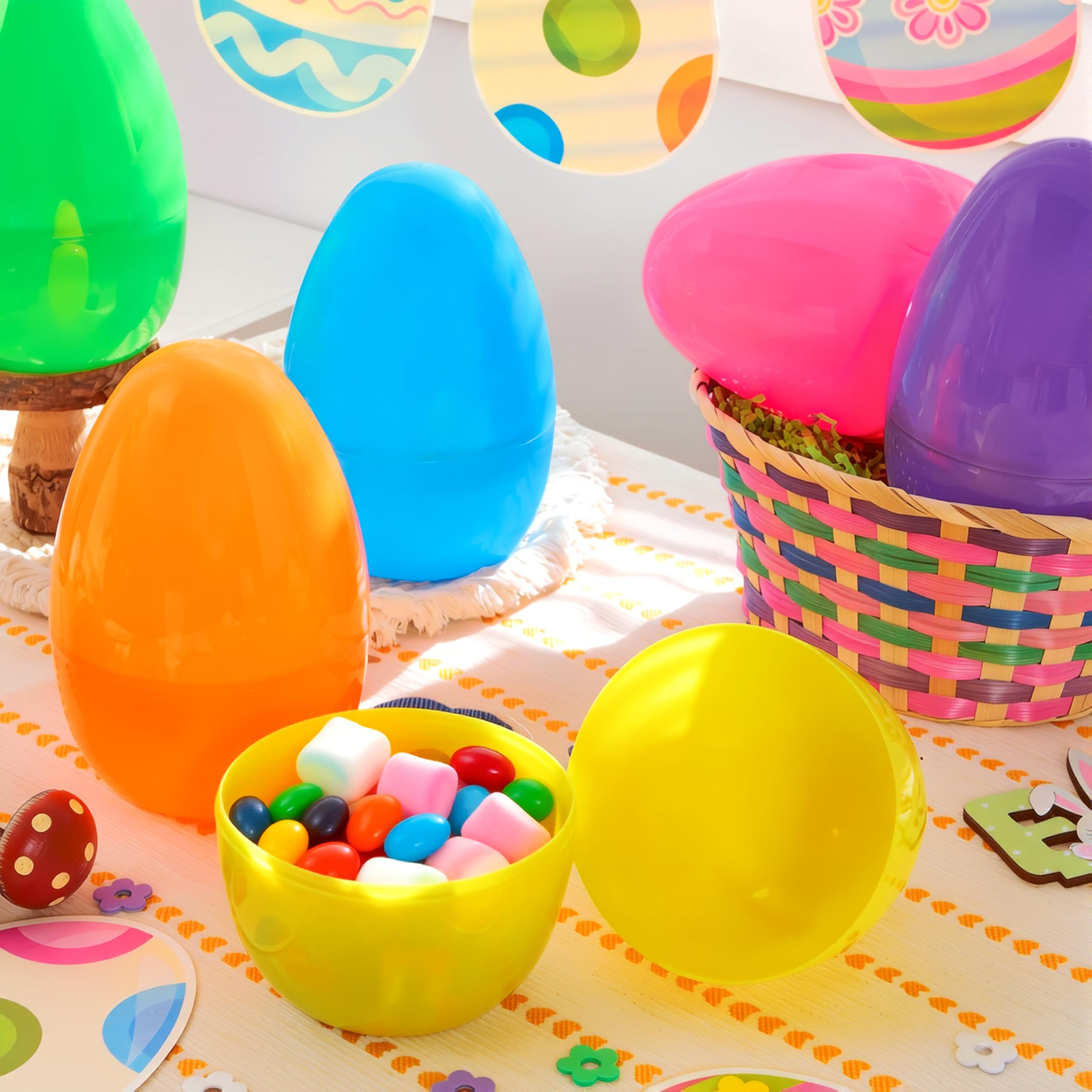 6Pcs 8 Jumbo Plastic Easter Egg Shells Fillable for Easter Egg Hunt - Image 6