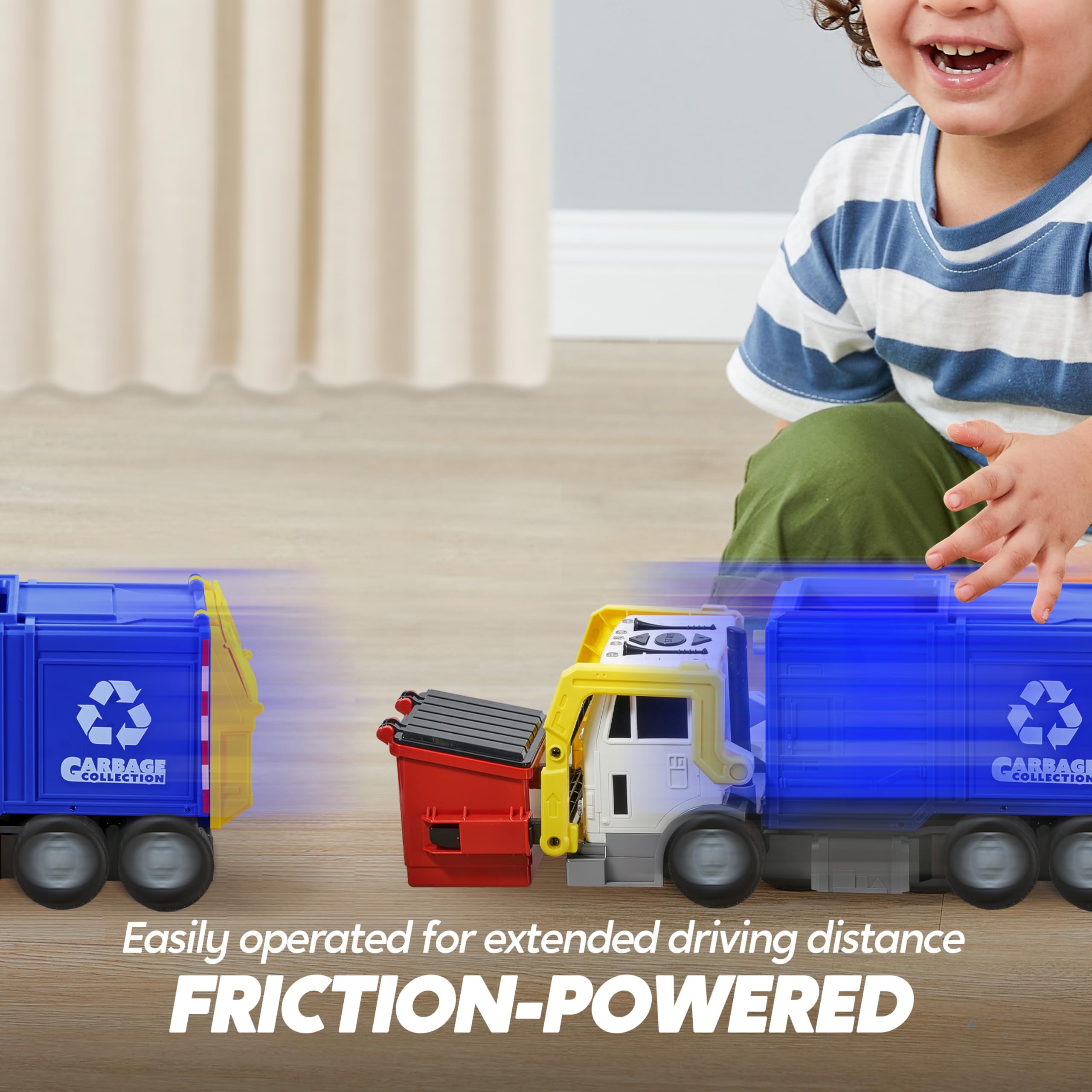 Large Friction Powered Garbage Truck Toy Set - Image 6