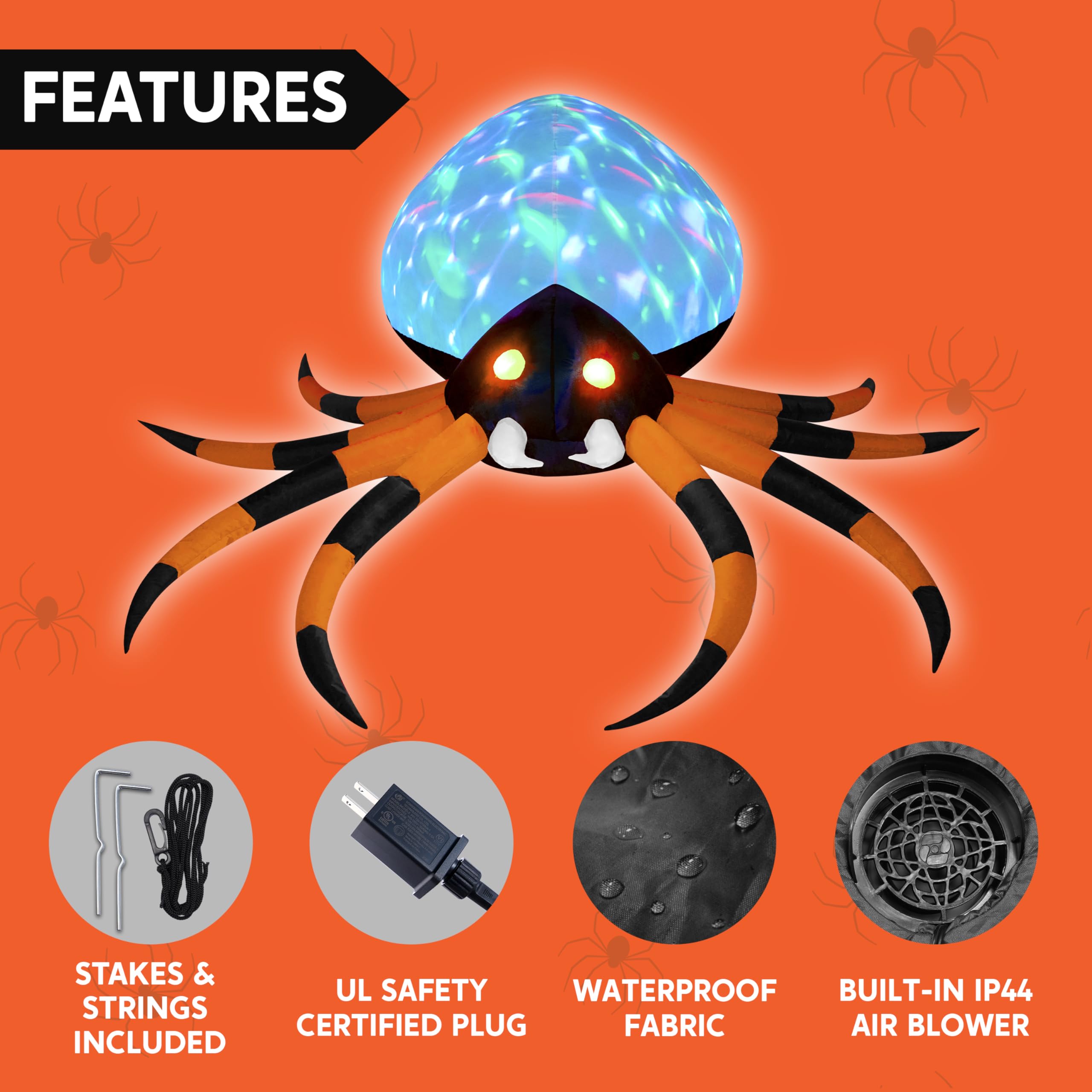 8 FT Halloween Inflatable Giant Spider Outdoor Decorations - Image 6