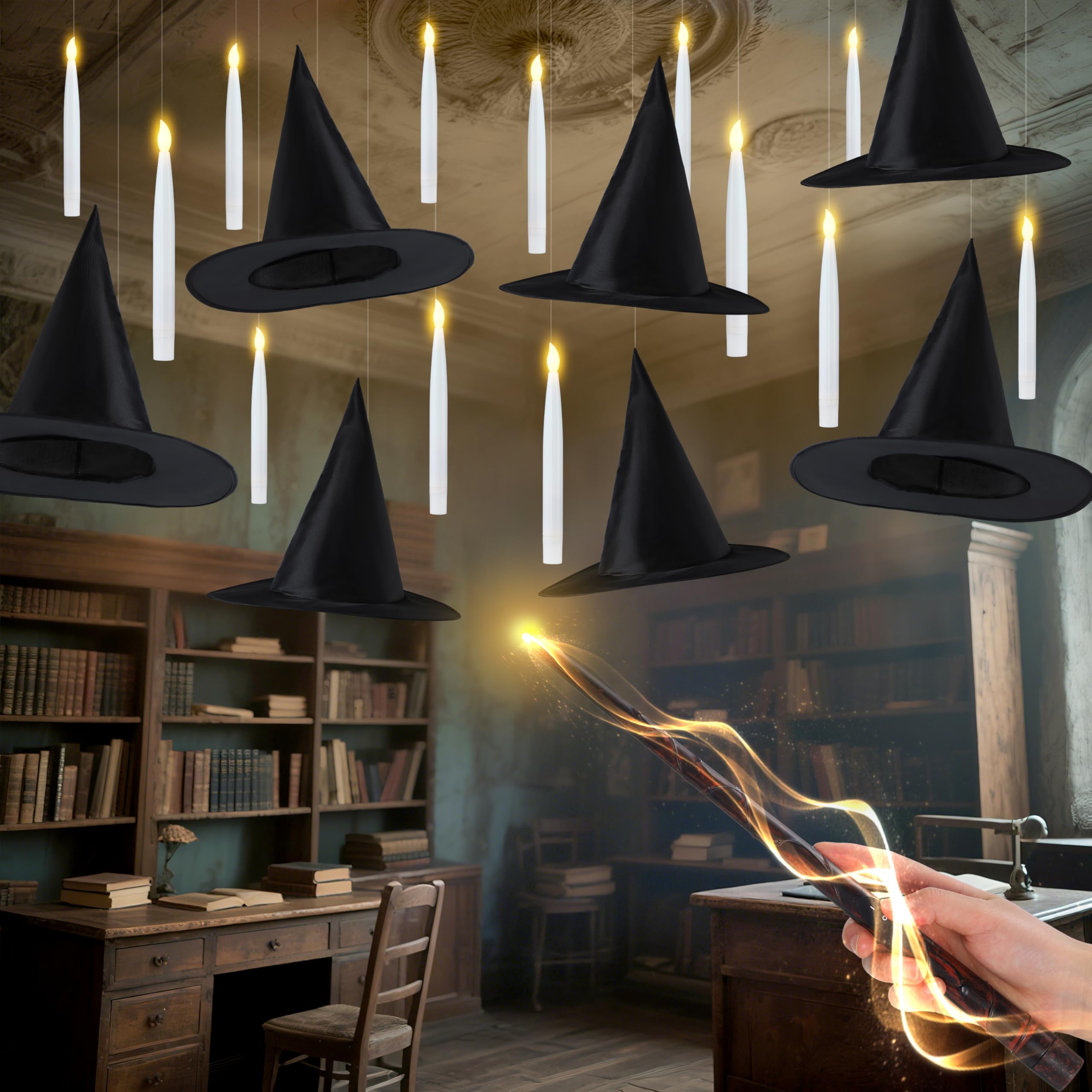 20Pcs Halloween Floating Candles and Witch Hat - Image 6