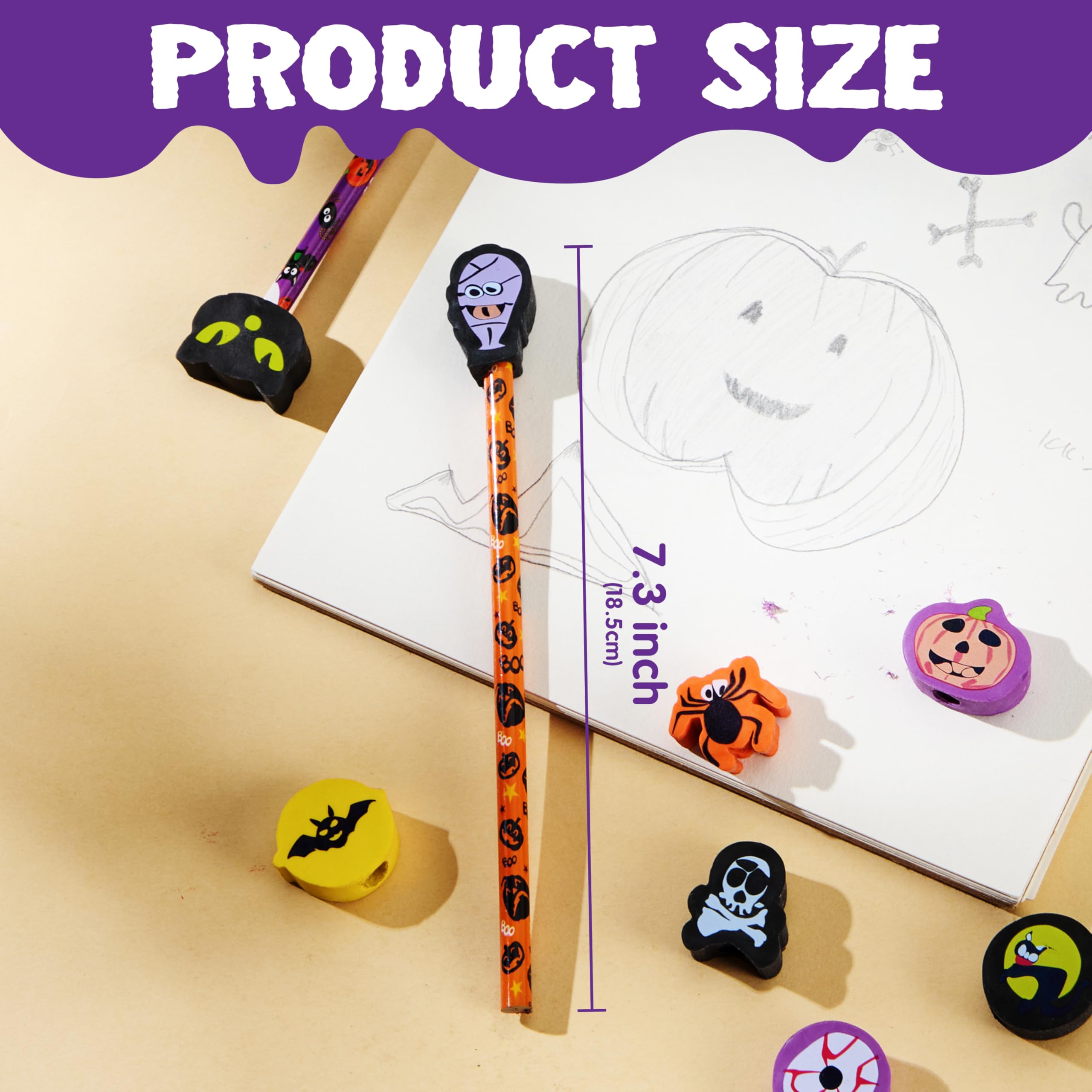 108PCS Halloween Pencils with Erasers Stationery Set - Image 6