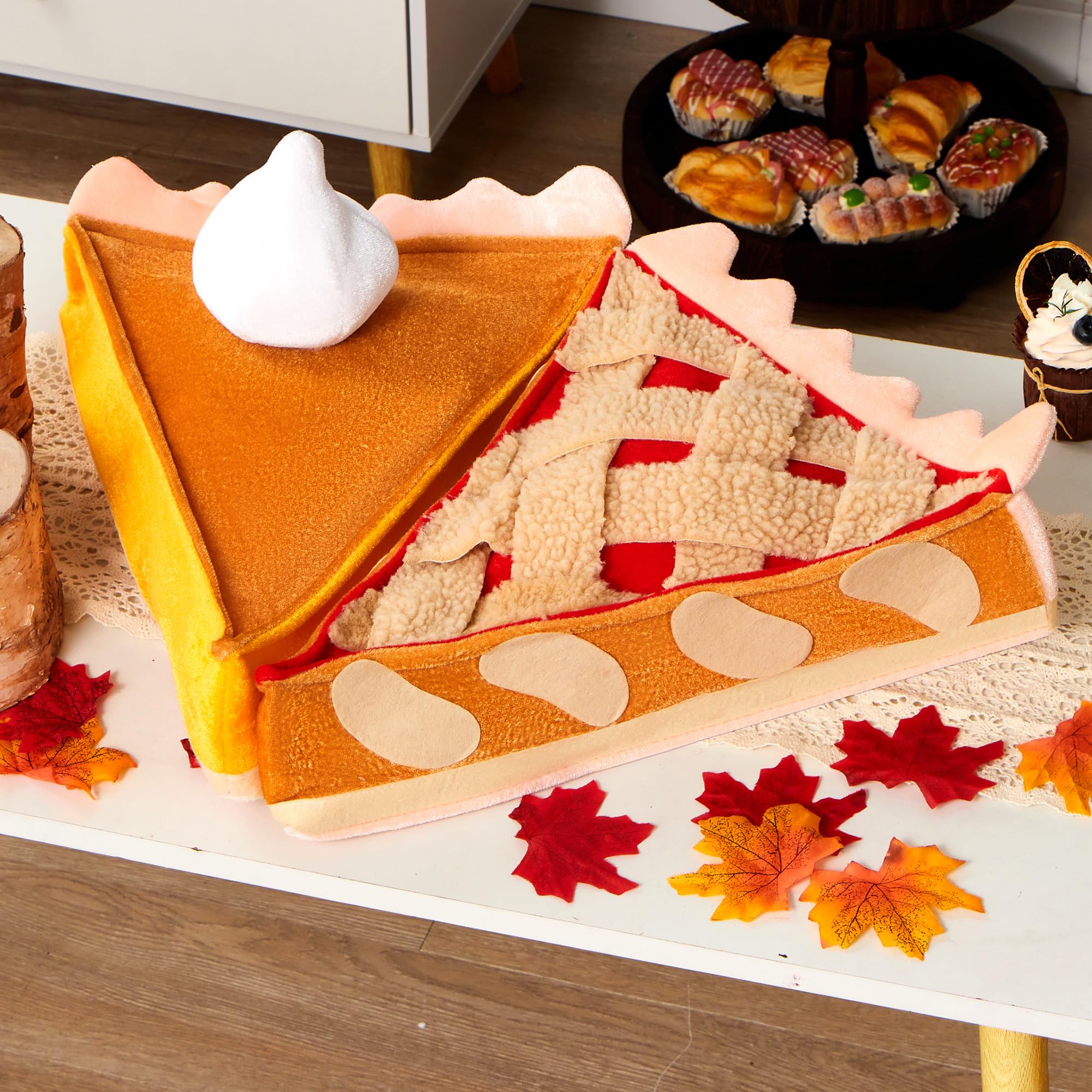 2 PCS Thanksgiving Decorative Plush Pumpkin & Apple Pie Hats - Image 6