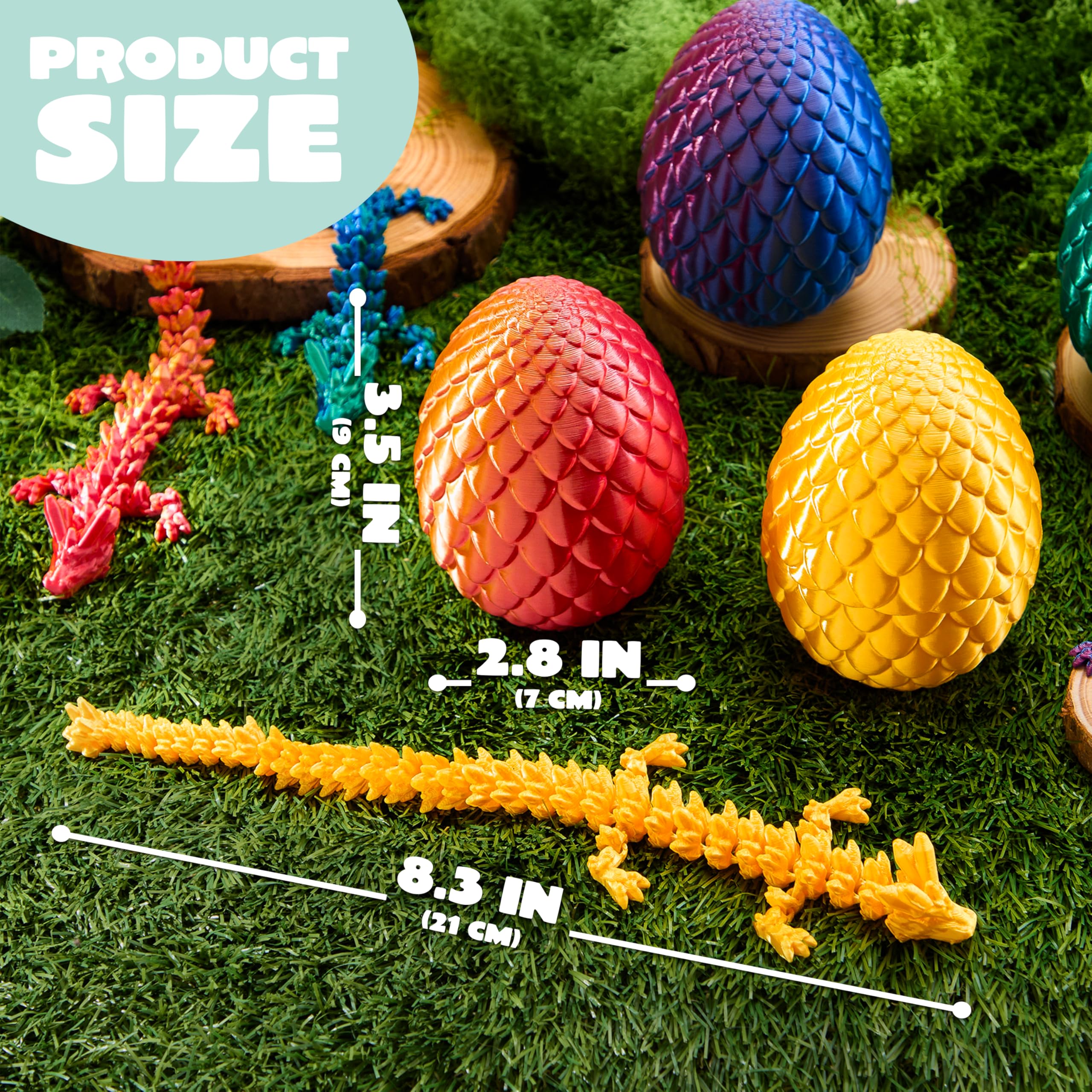 4 Pcs 3D Printed Dragon Eggs with Laser Dragon, Cool Articulated Toys for Kids - Image 6