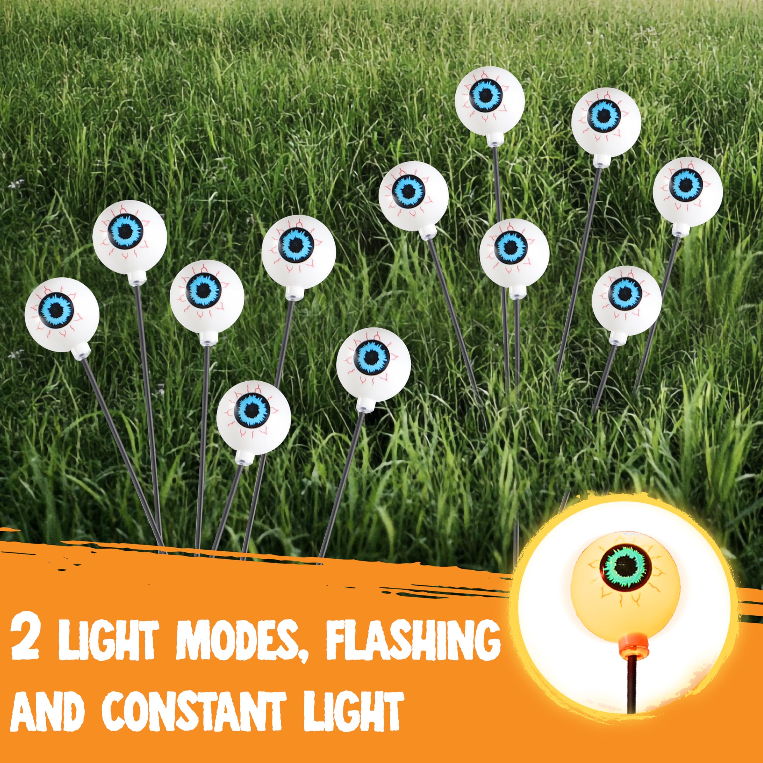 Halloween Decorations Outdoor Solar Scary Eyeball Lights-Warm White - Image 6