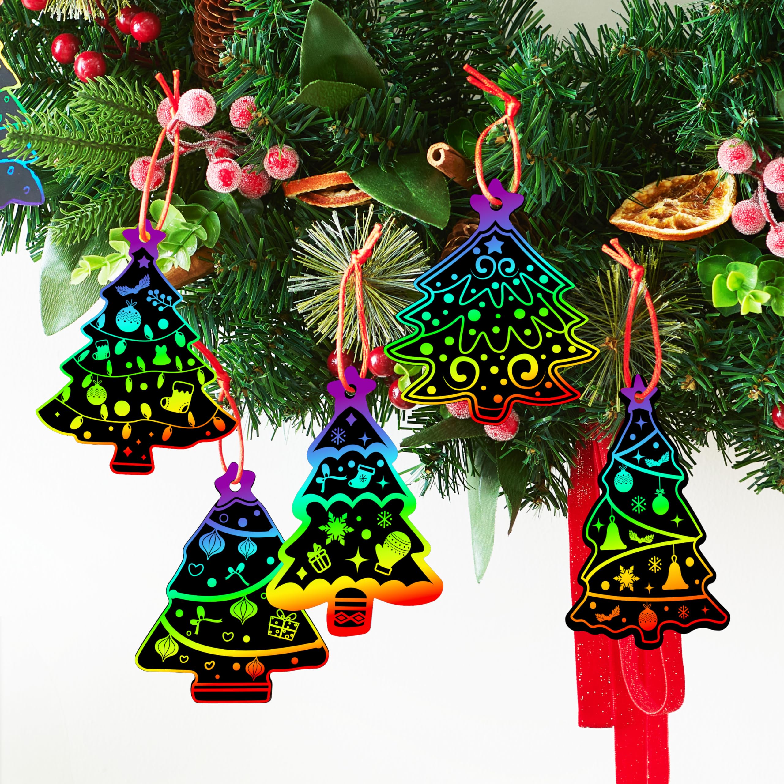 72 Pcs Christmas Scratch Art Ornaments - Image 6