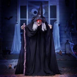 6ft Halloween Animatronics Witch with Cane
