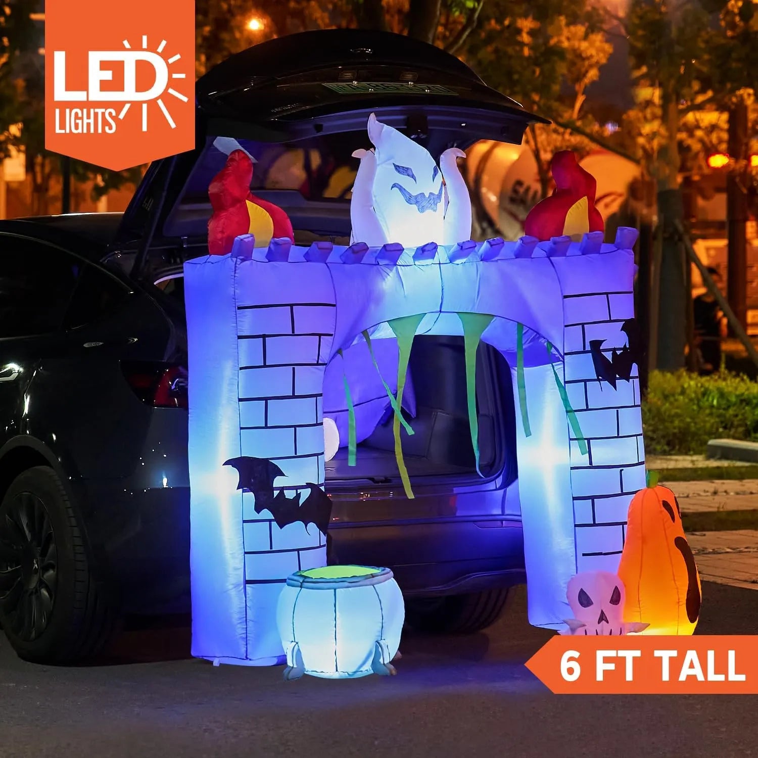 6ft Haunted Castle Trunk or Treat Halloween Inflatable - Image 6