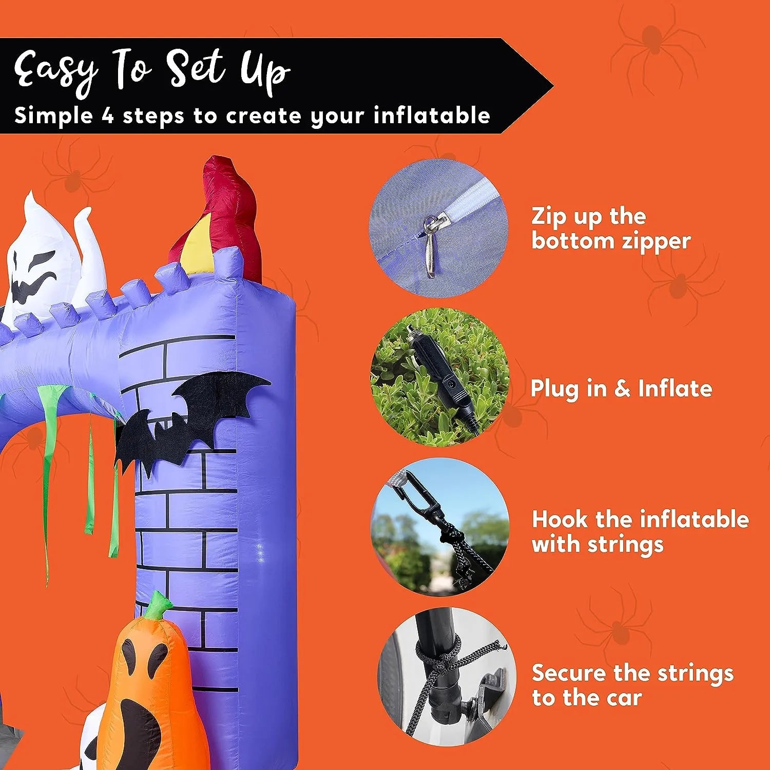6ft Haunted Castle Trunk or Treat Halloween Inflatable - Image 9