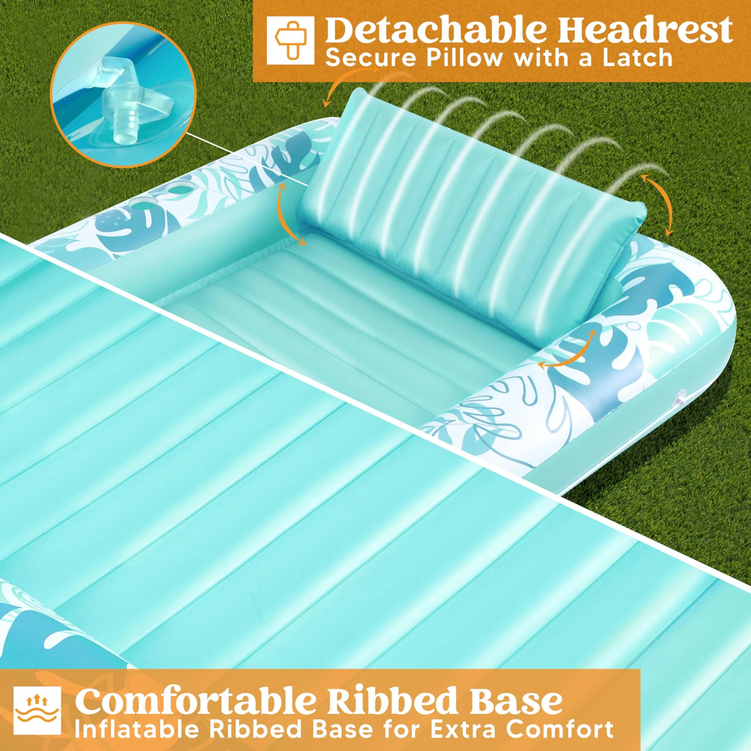 70in x 46in Cyan White Large Suntan Tub Pool Floats Sun Tan Tub - Image 4