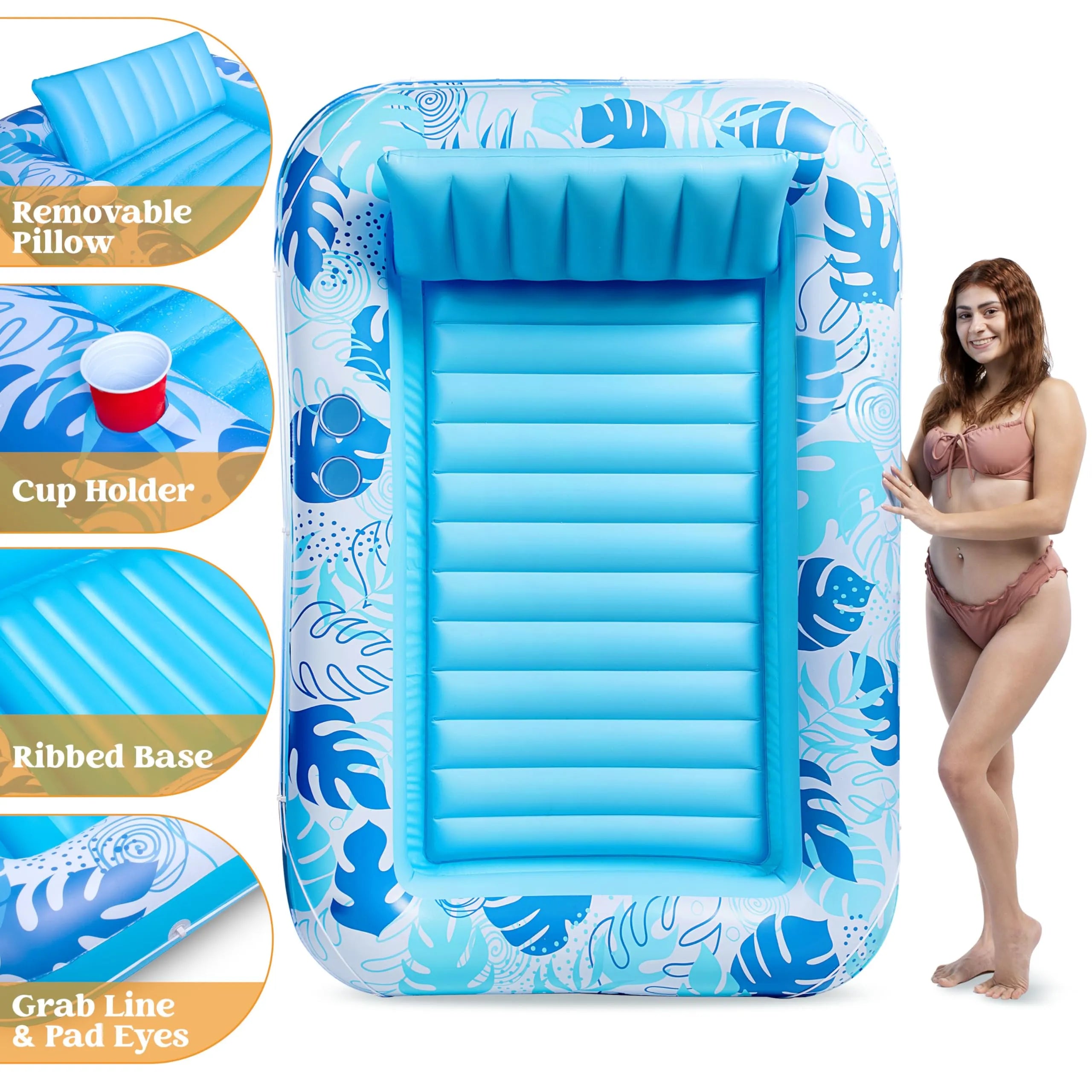70in x 46in Large Blue Suntan Tub Pool Floats Sun Tan Tub - Image 5