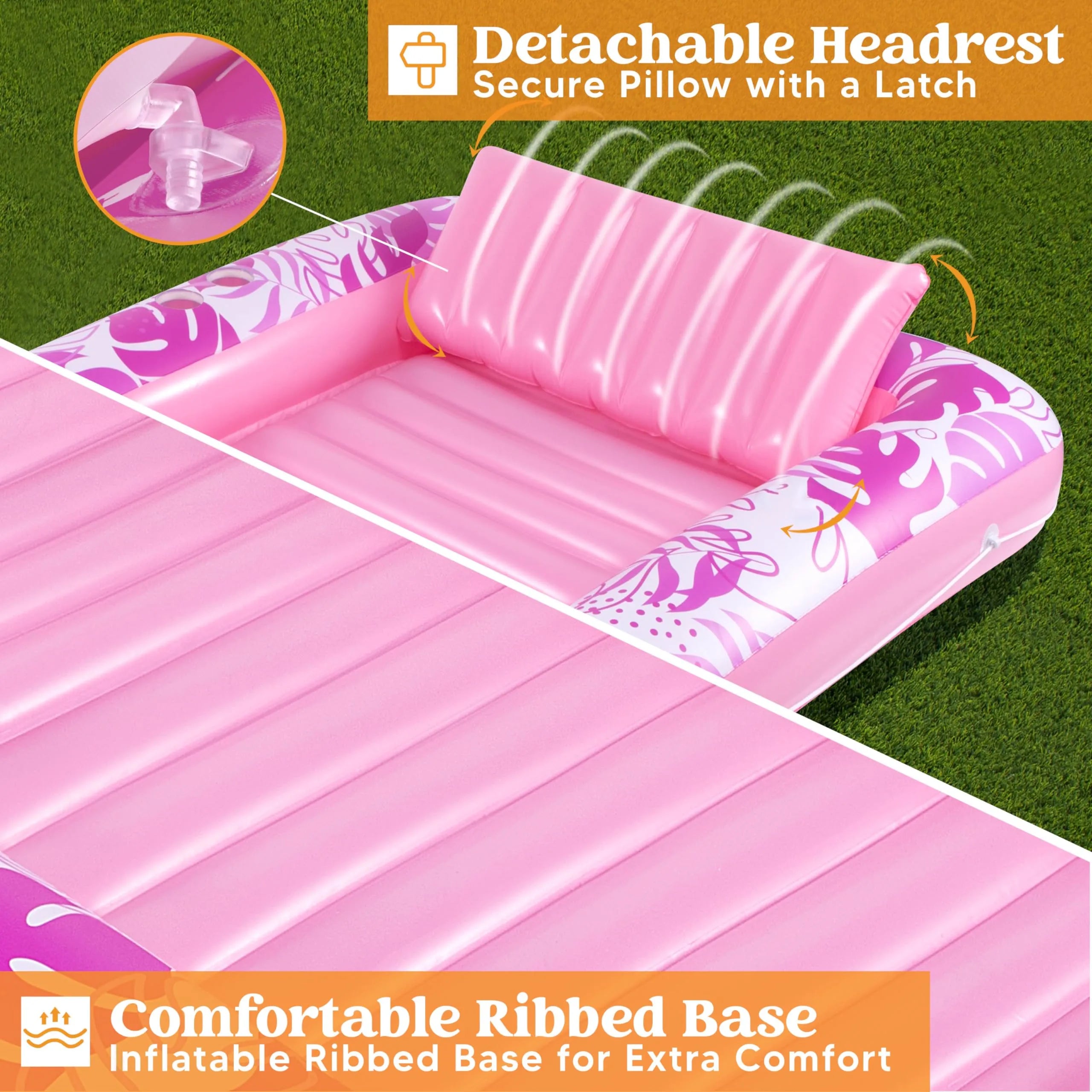 70in x 46in Large Hot Pink Suntan Tub Pool Floats Sun Tan Tub - Image 4