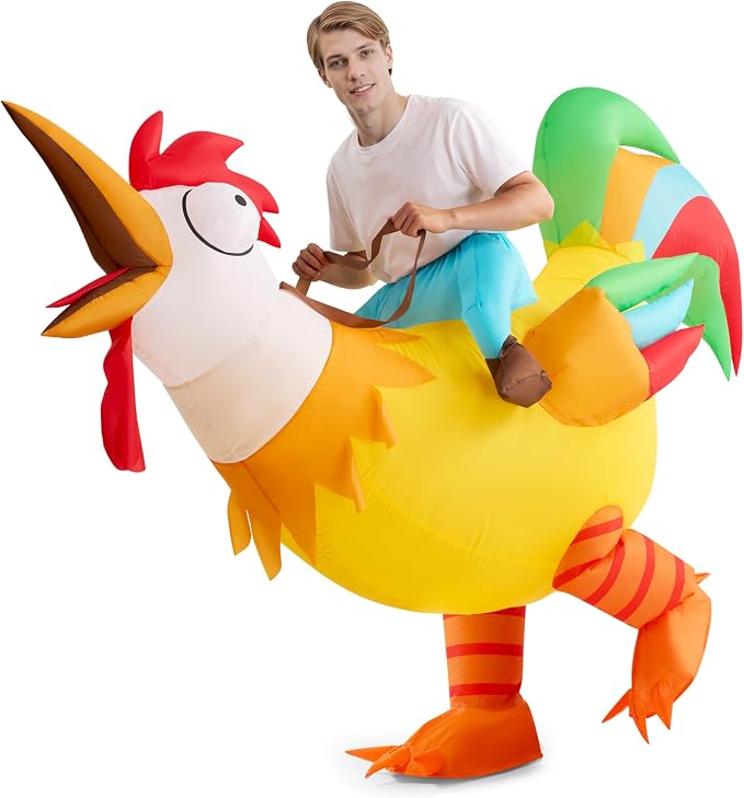 JOYIN Adult Inflatable Chicken Costume - Ride-On Rooster Halloween Outfit - Image 3