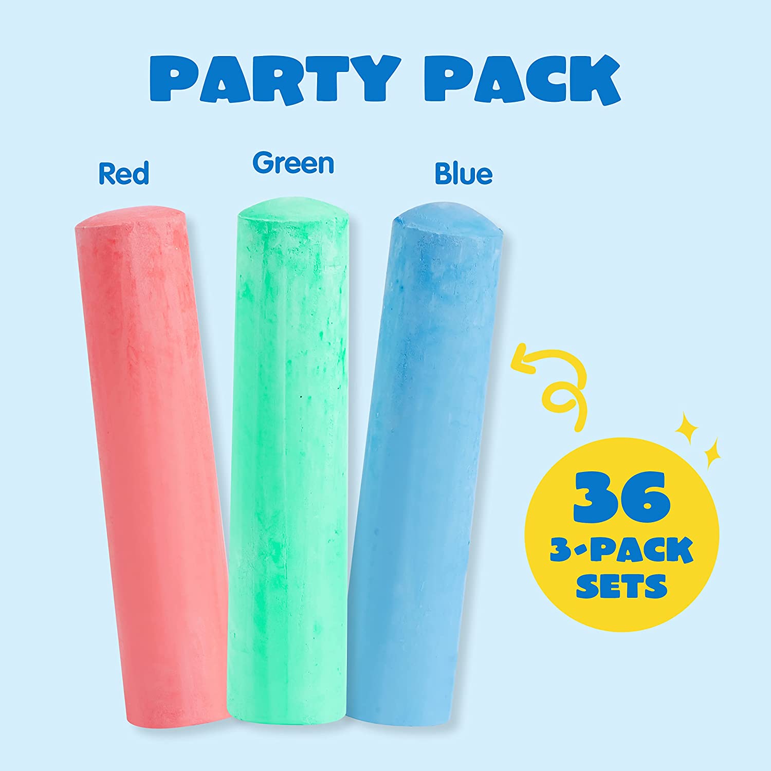 108Pcs 3 Color 36 Packs Sidewalk Chalks - Image 2