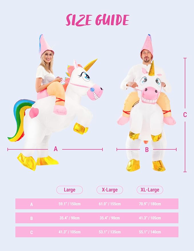 JOYIN Adult Inflatable Riding Unicorn Costume - Blow Up Halloween Suit - Image 4