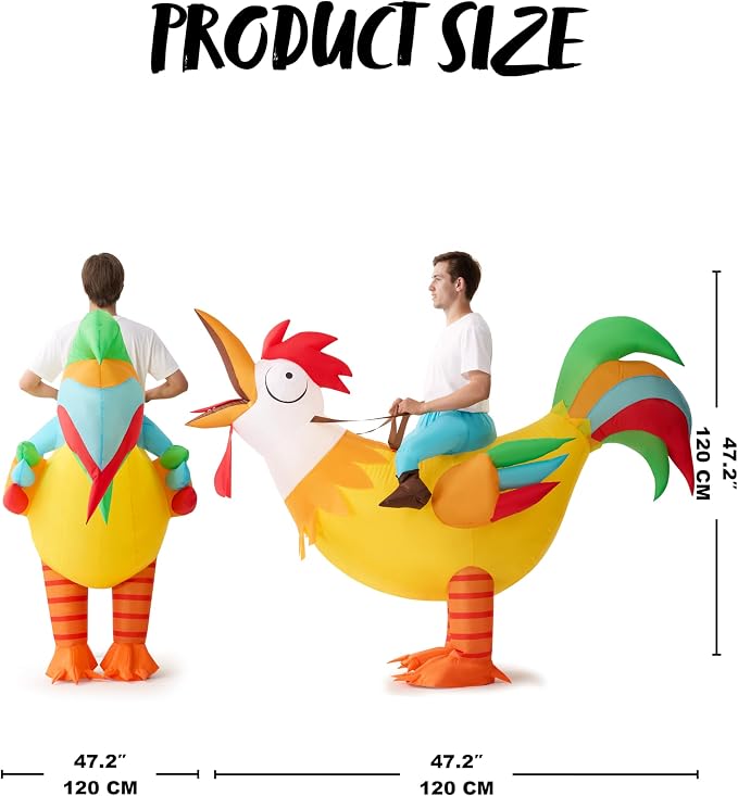 JOYIN Adult Inflatable Chicken Costume - Ride-On Rooster Halloween Outfit - Image 5