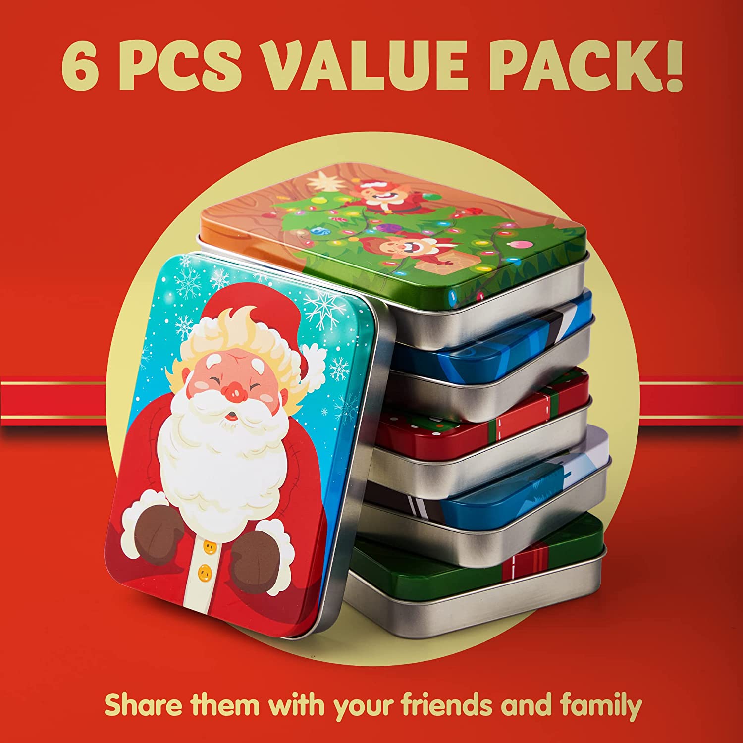 6 Christmas Gift Card Tin Holders - Image 3