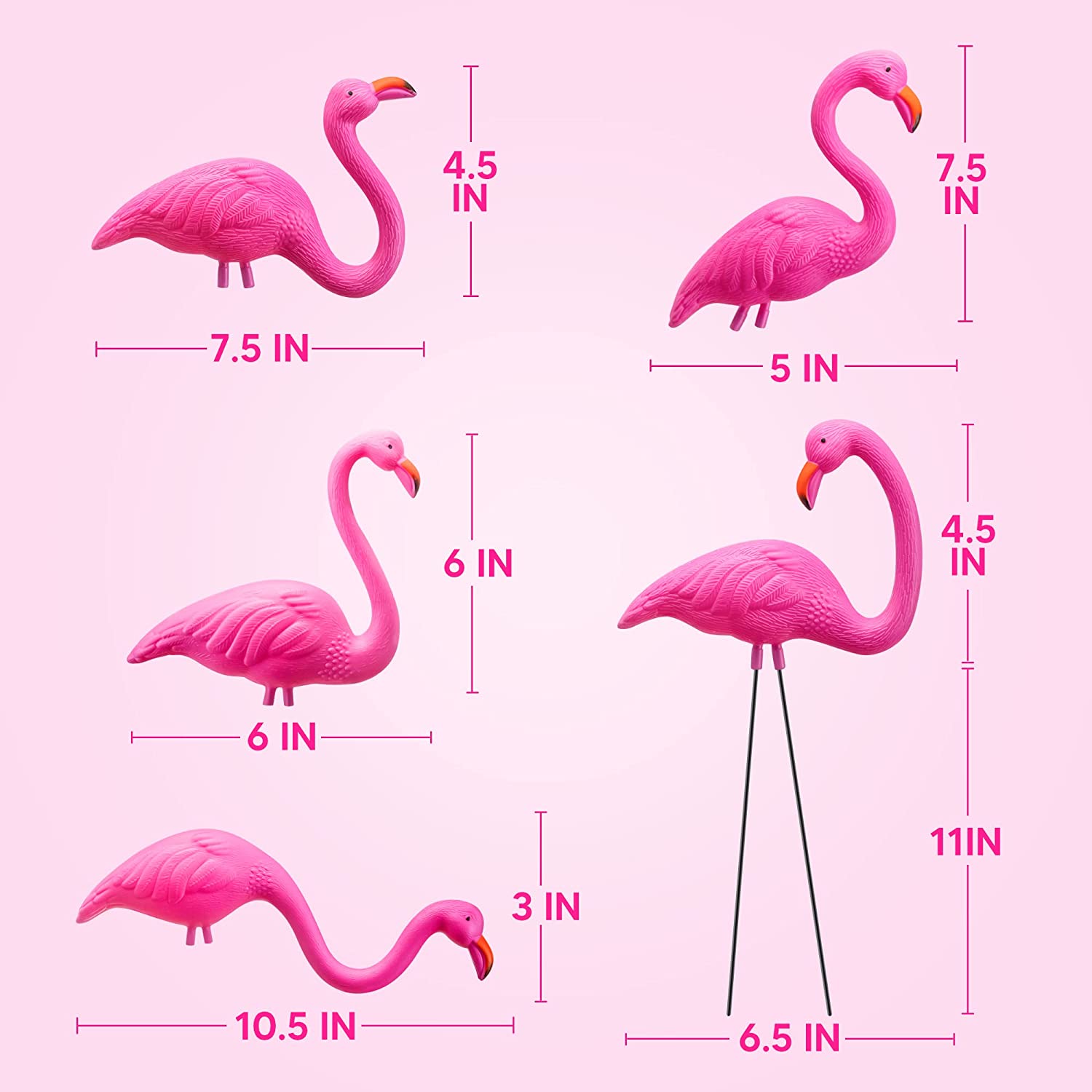 10Pcs Small Pink Flamingo Yard Ornament - Image 5
