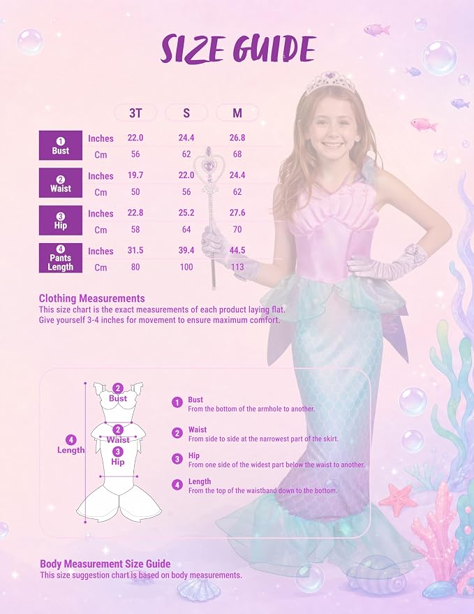JOYIN Little Mermaid Costume with Tail - Girls Halloween Princess Outfit - Image 6