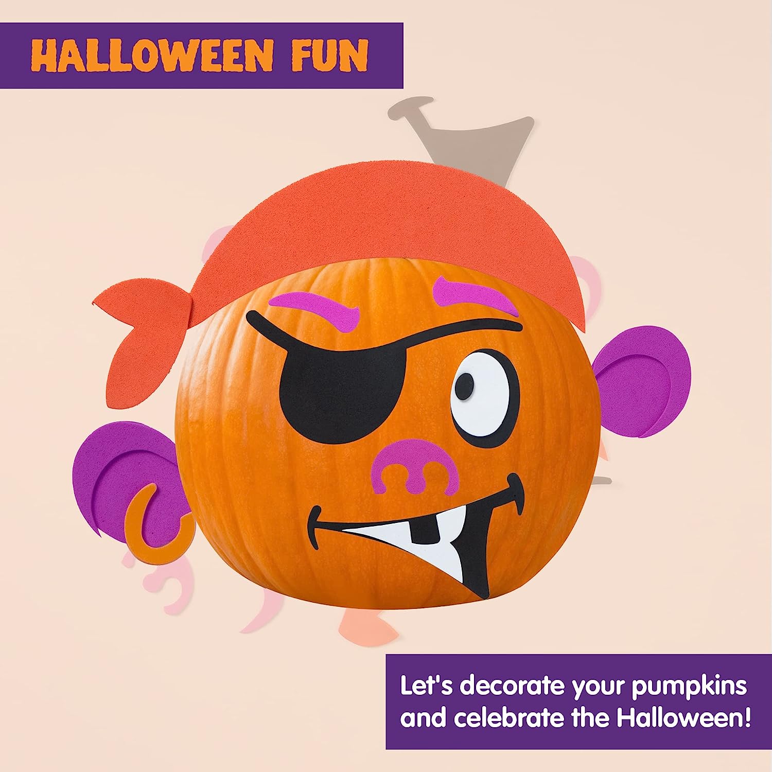 16 Foam Halloween Pumpkin Decorating Craft Kit - Image 5