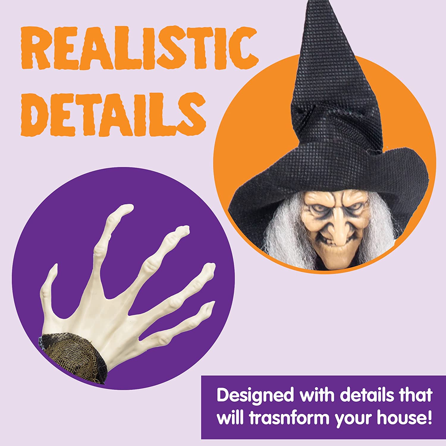 19.6in Halloween Hanging Evil Witch, 4 Pack - Image 3