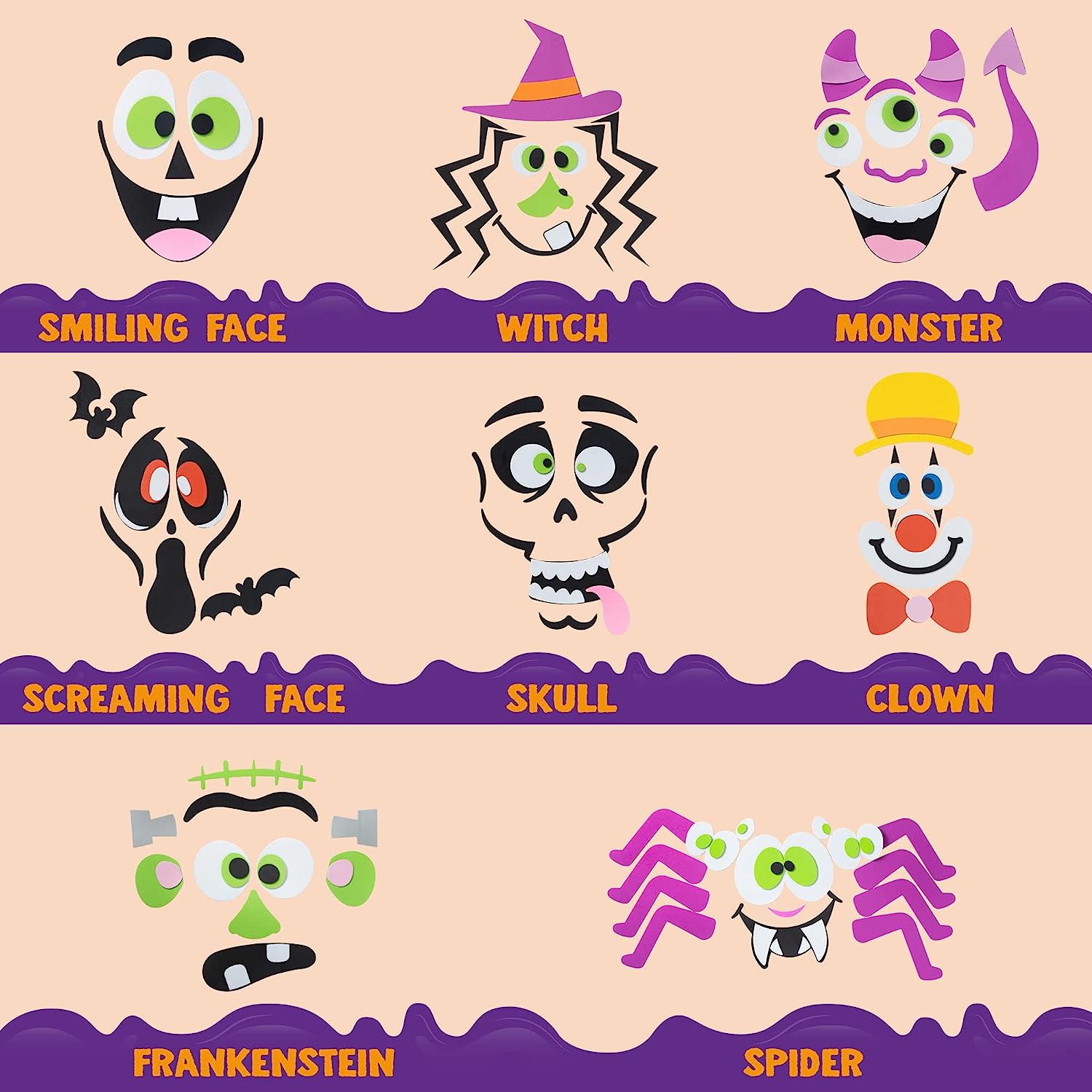 16 Foam Halloween Pumpkin Decorating Craft Kit - Image 2